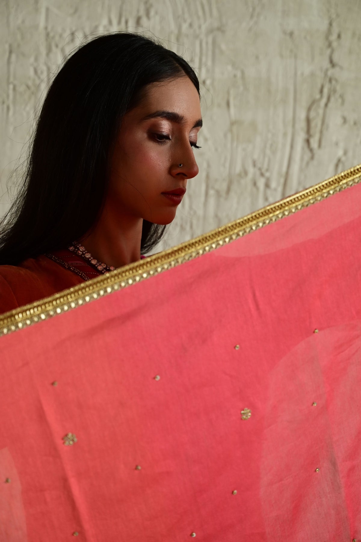 Pink Chanderi Shaded Dupatta