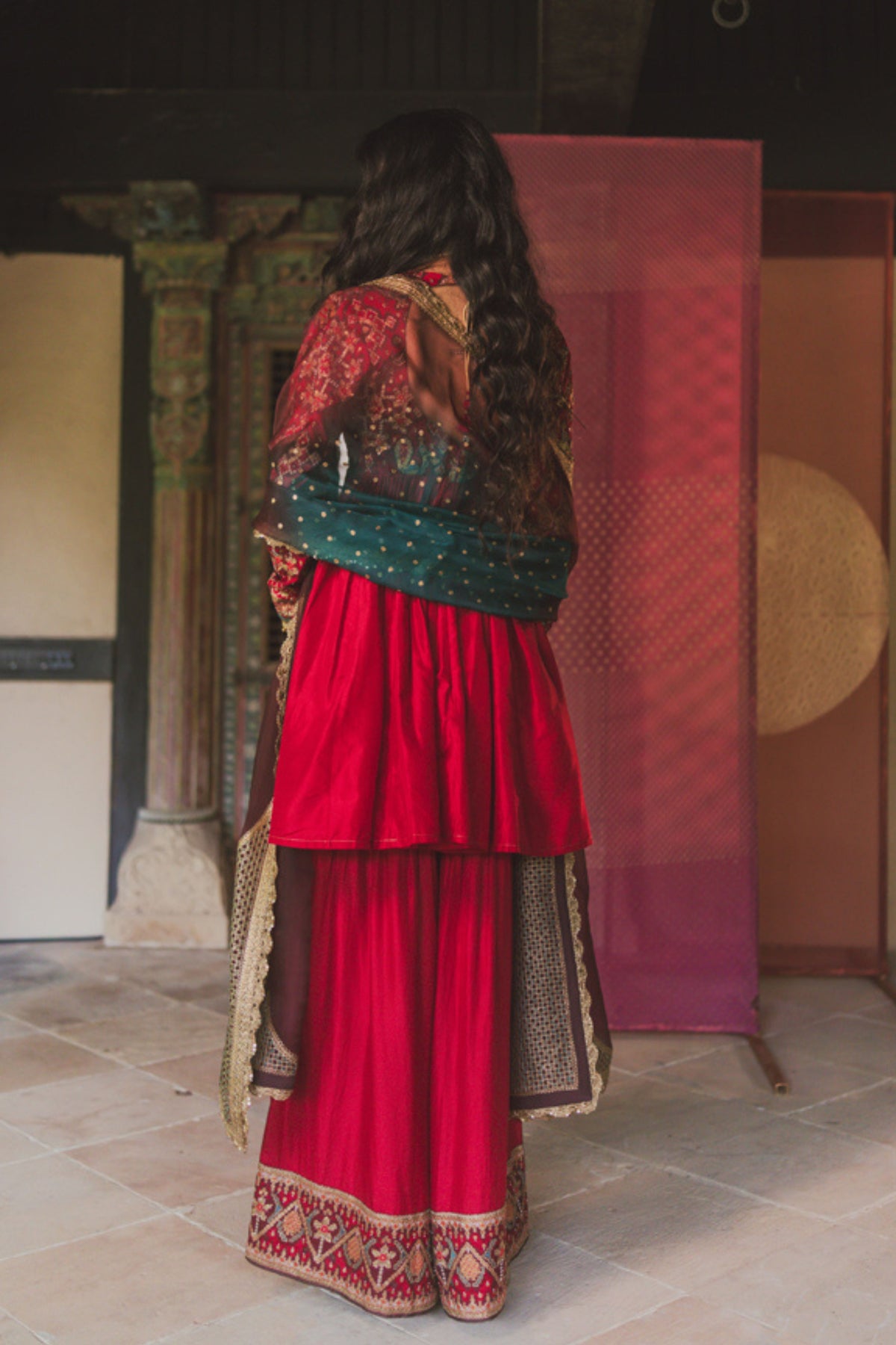Ami Red Sharara Set