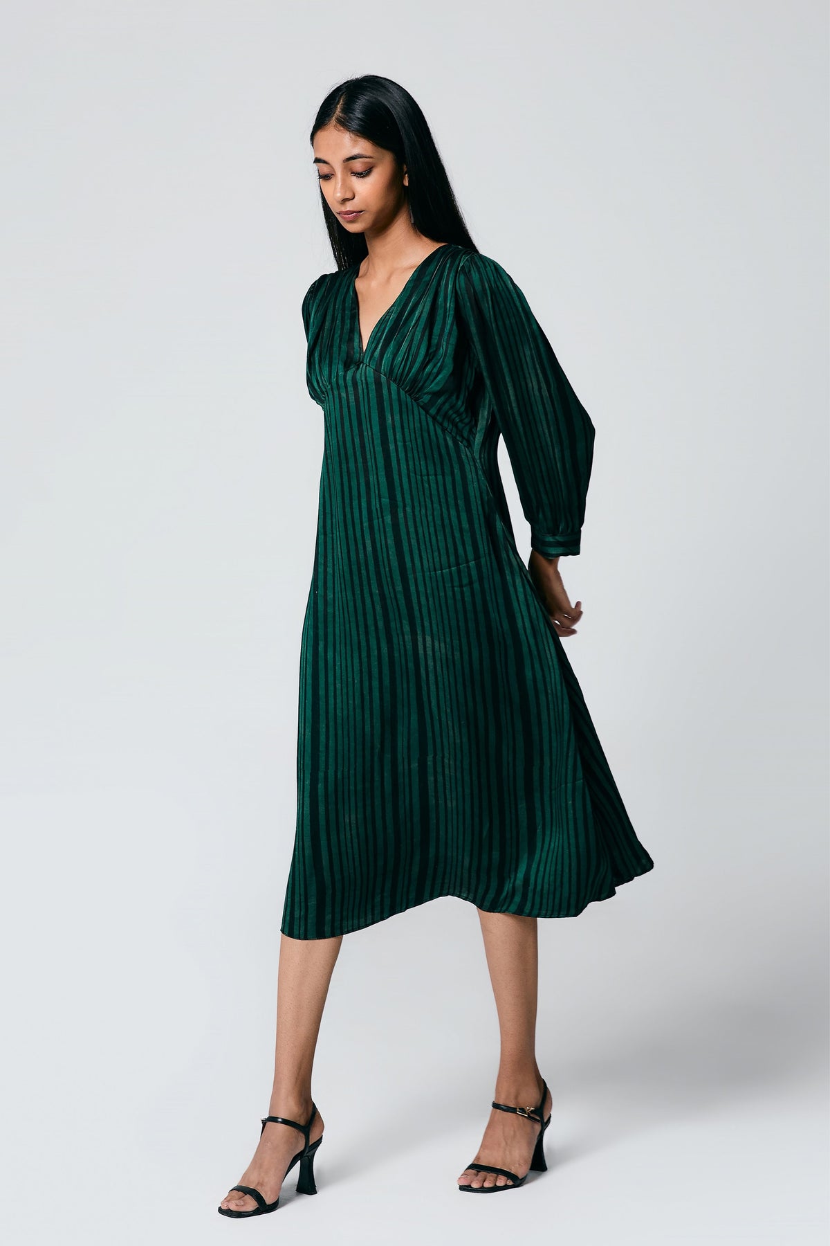 Green V Neck Dress