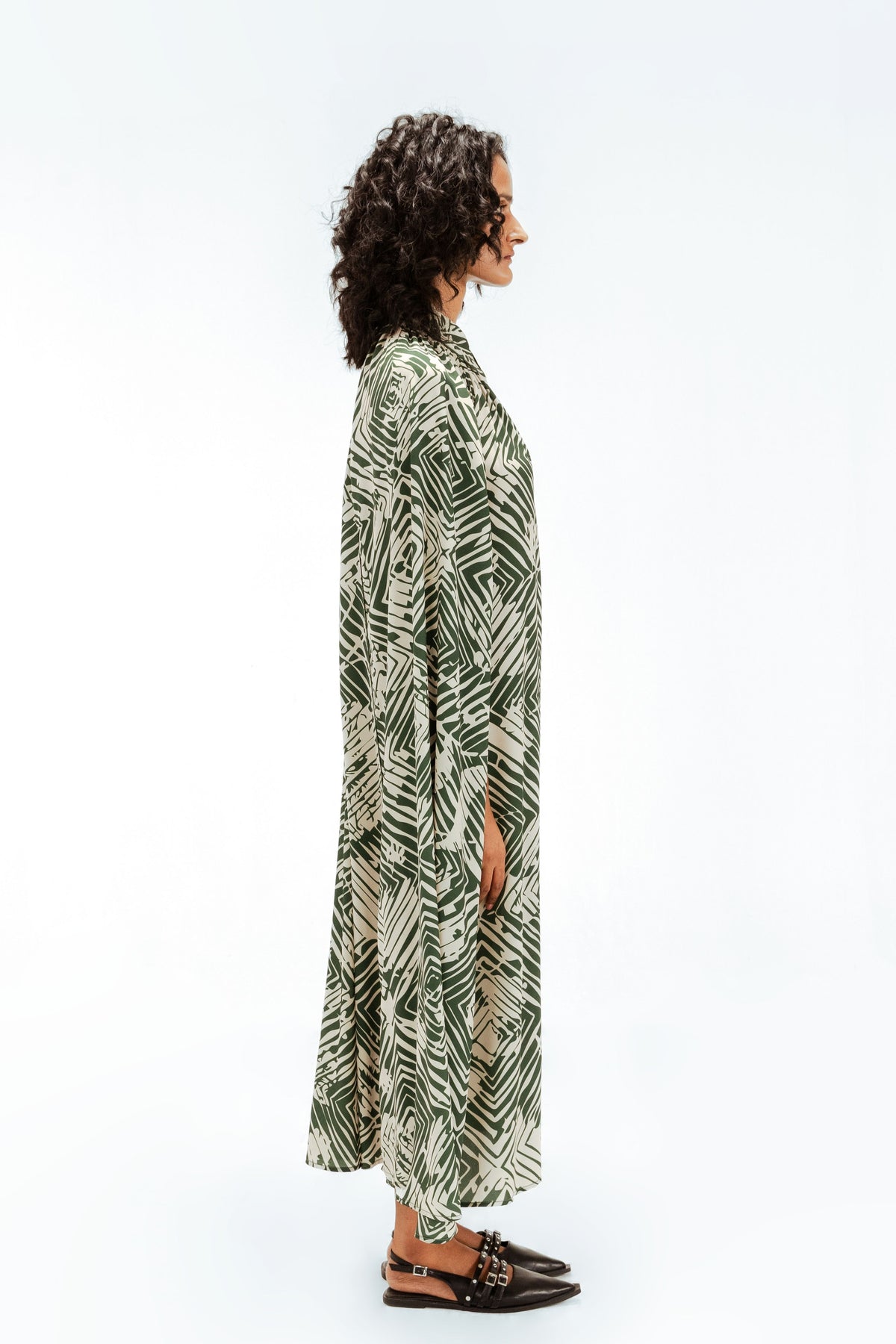 Florix Print Crepe Cape Dress