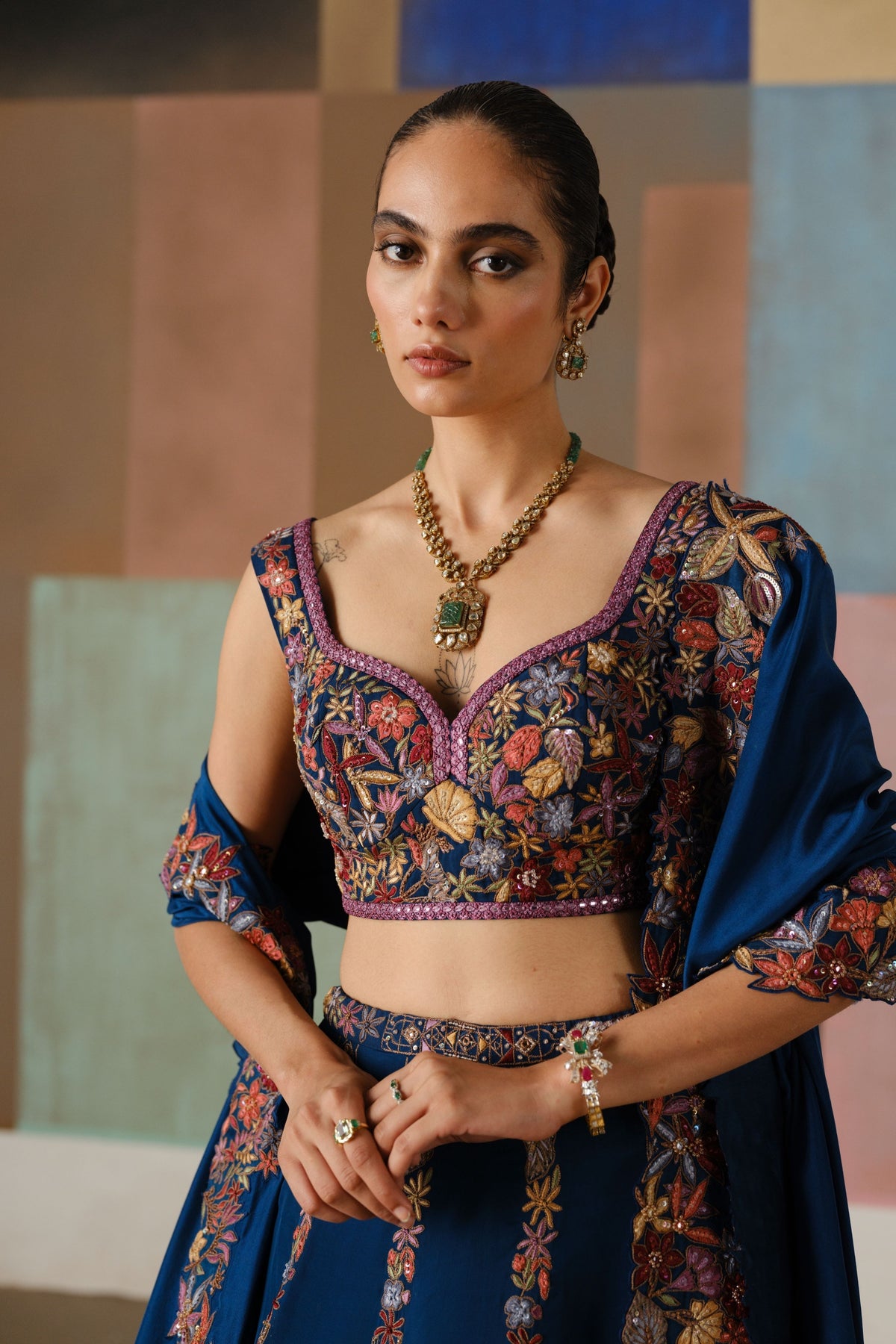 Navy Blue Valerie Lehenga Set