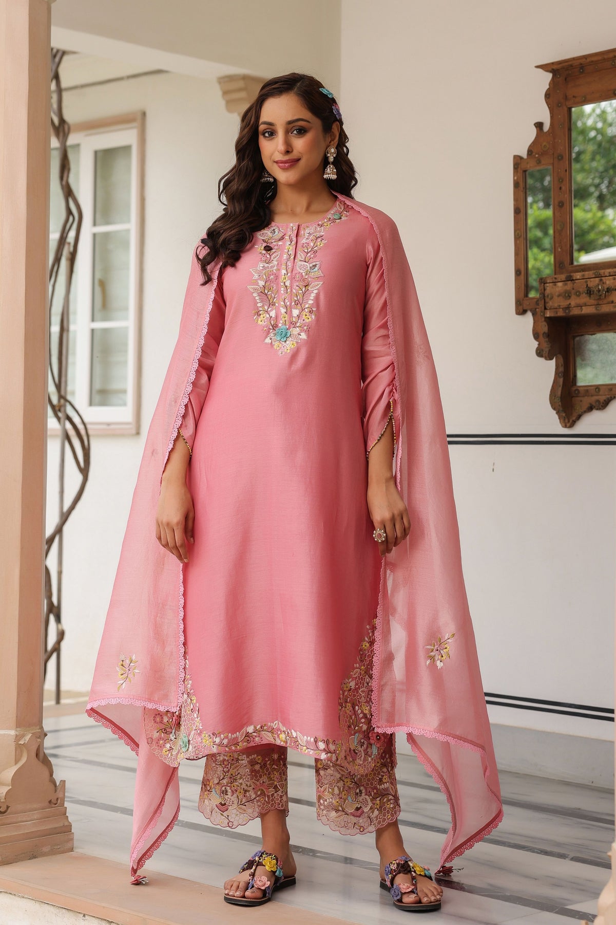 Gulzar Pink Farshi Kurta Set