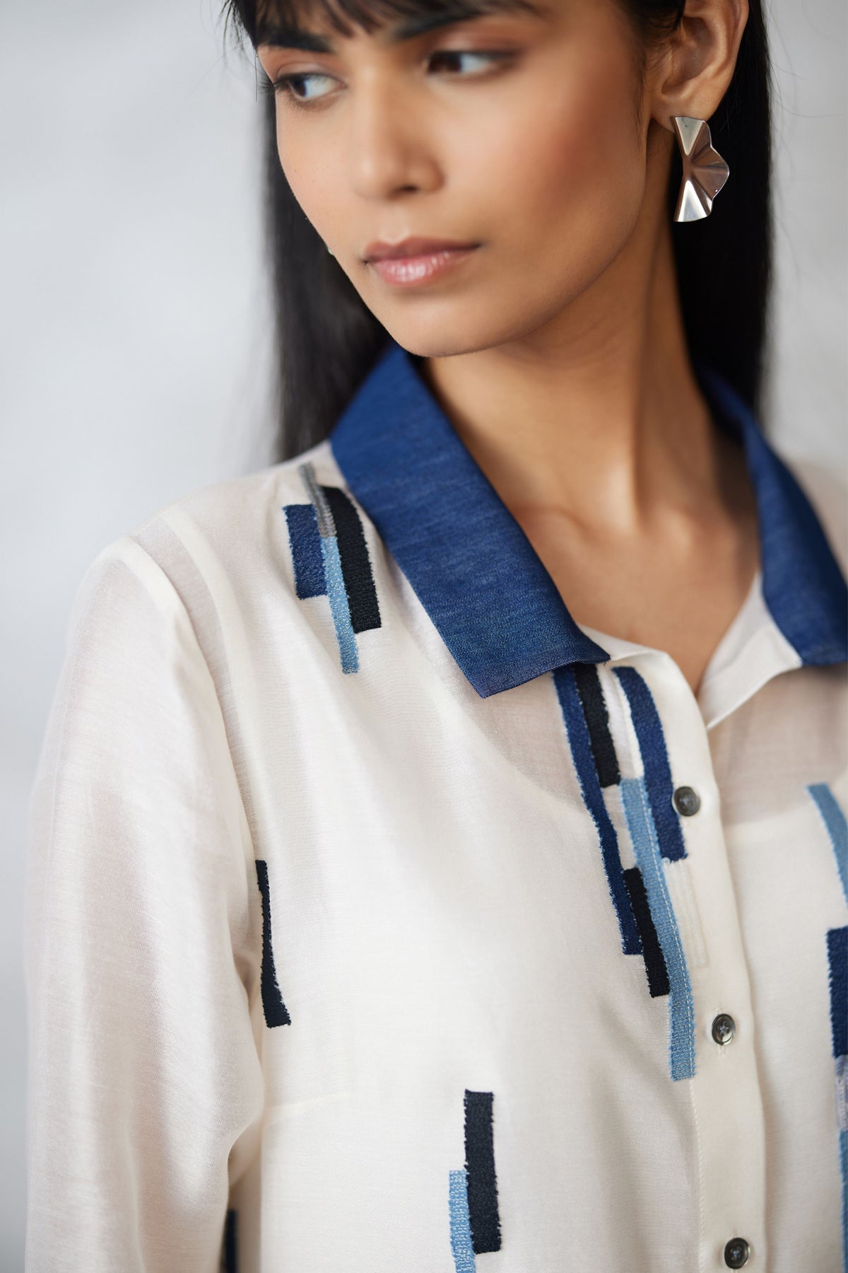 Ivory Shirt Dress With Slip