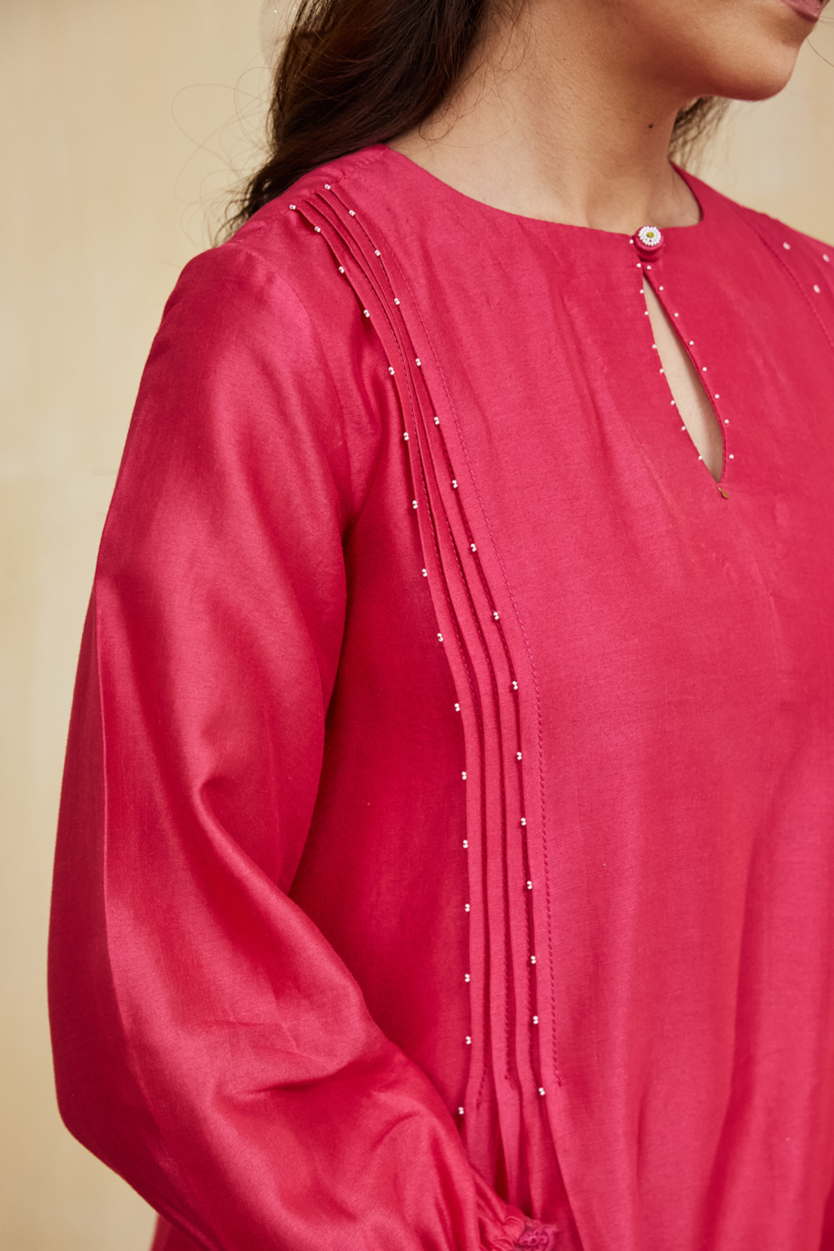 Pink Chanderi Aisha Kurta