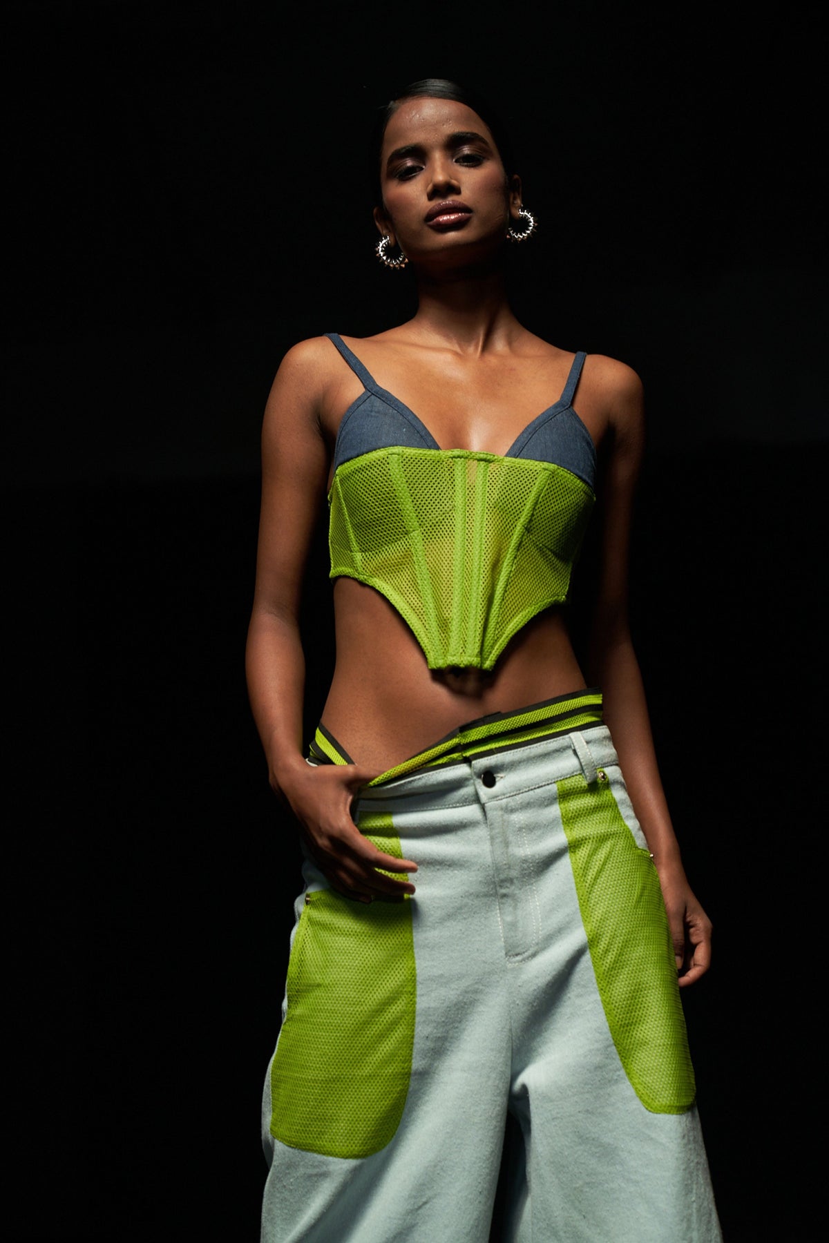 Contrast Corset Top