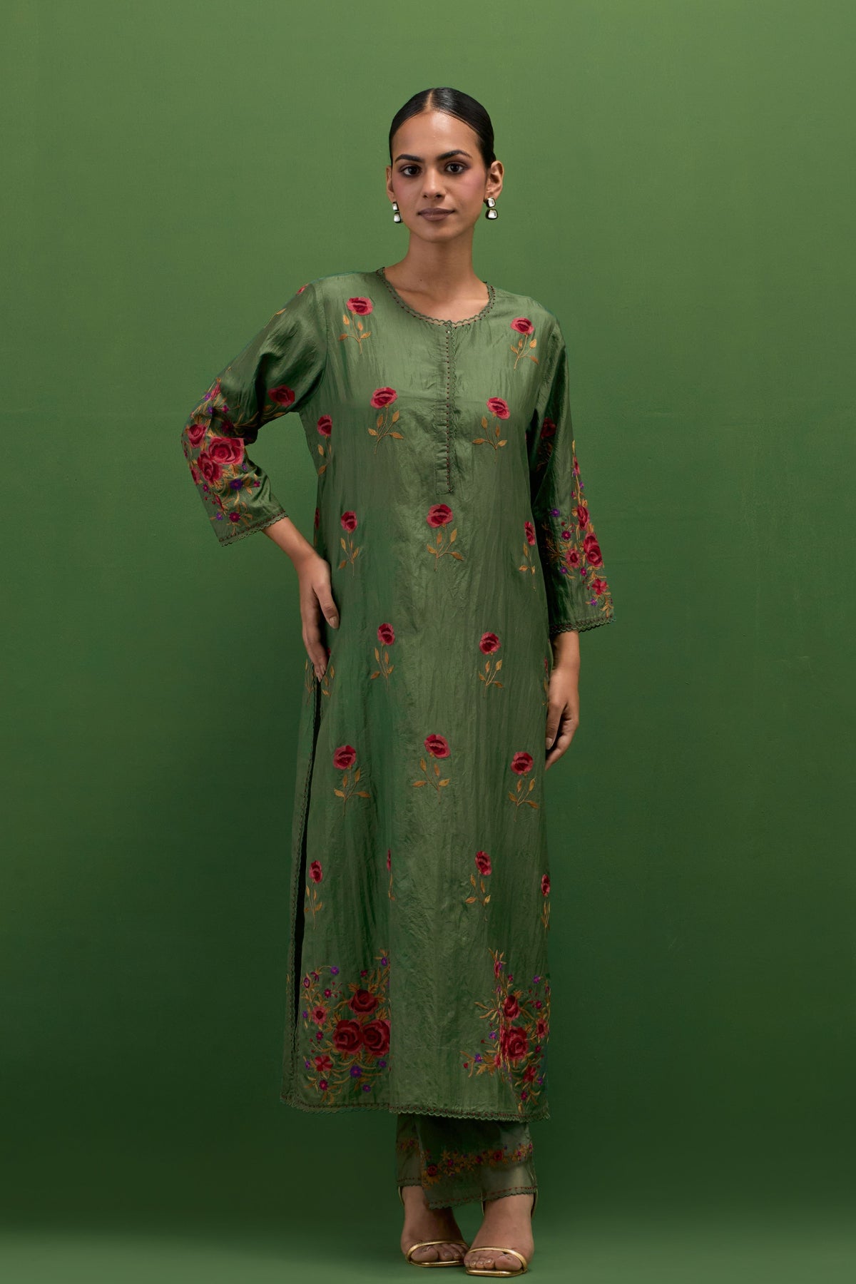 Brunswick Green Straight Kurta Set