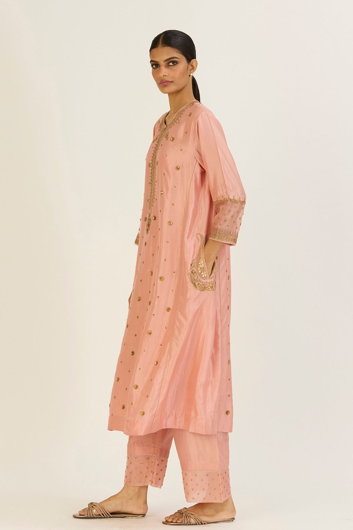 Druti Salmon Pink Kurta &amp; Pants