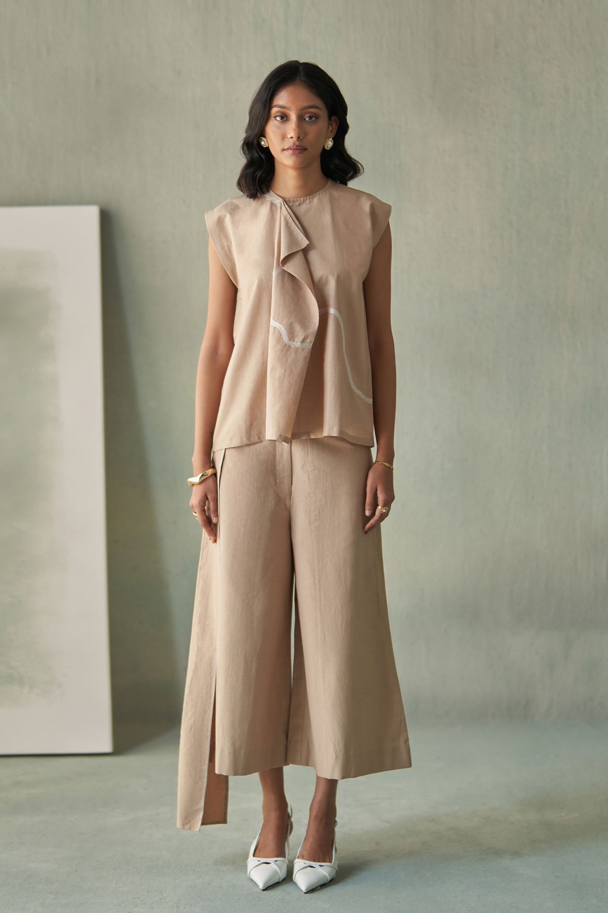 Beige Abstraction Co-ord Set