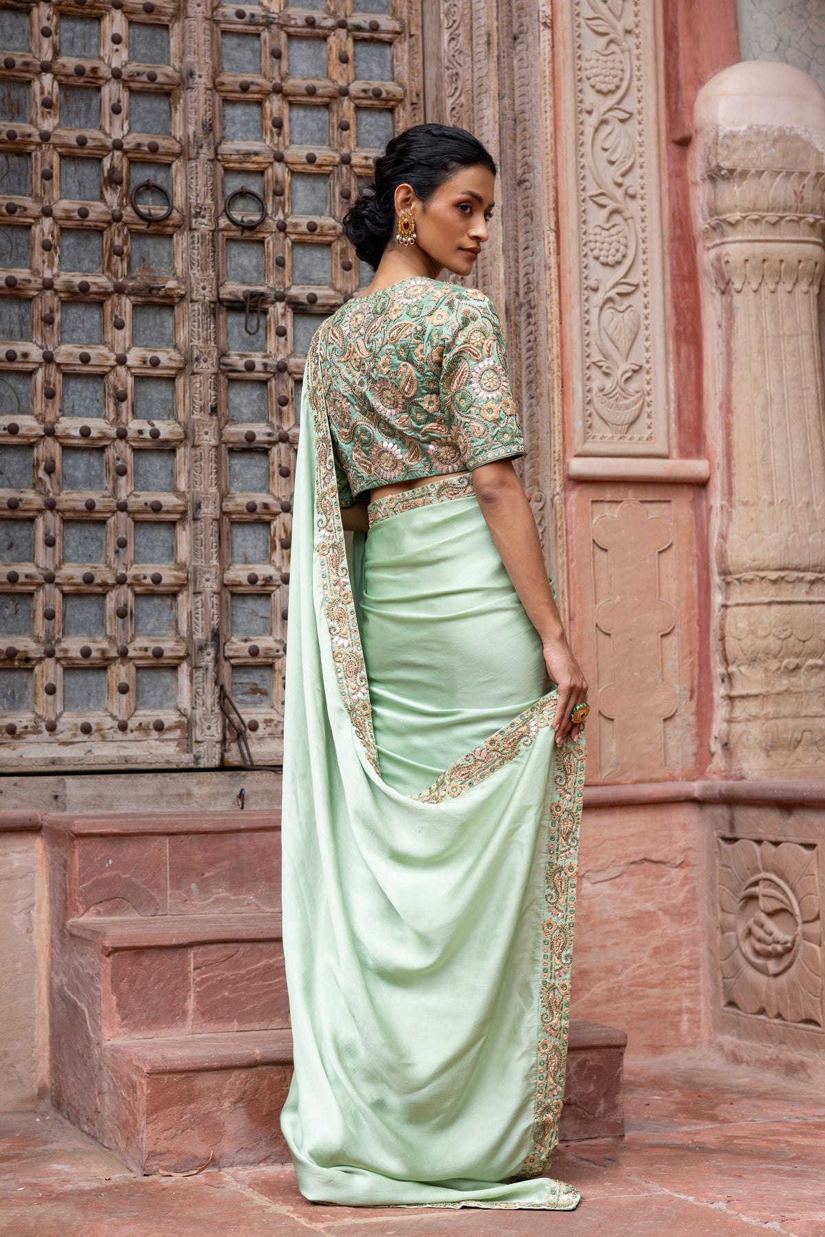 Mint Green Saree Set