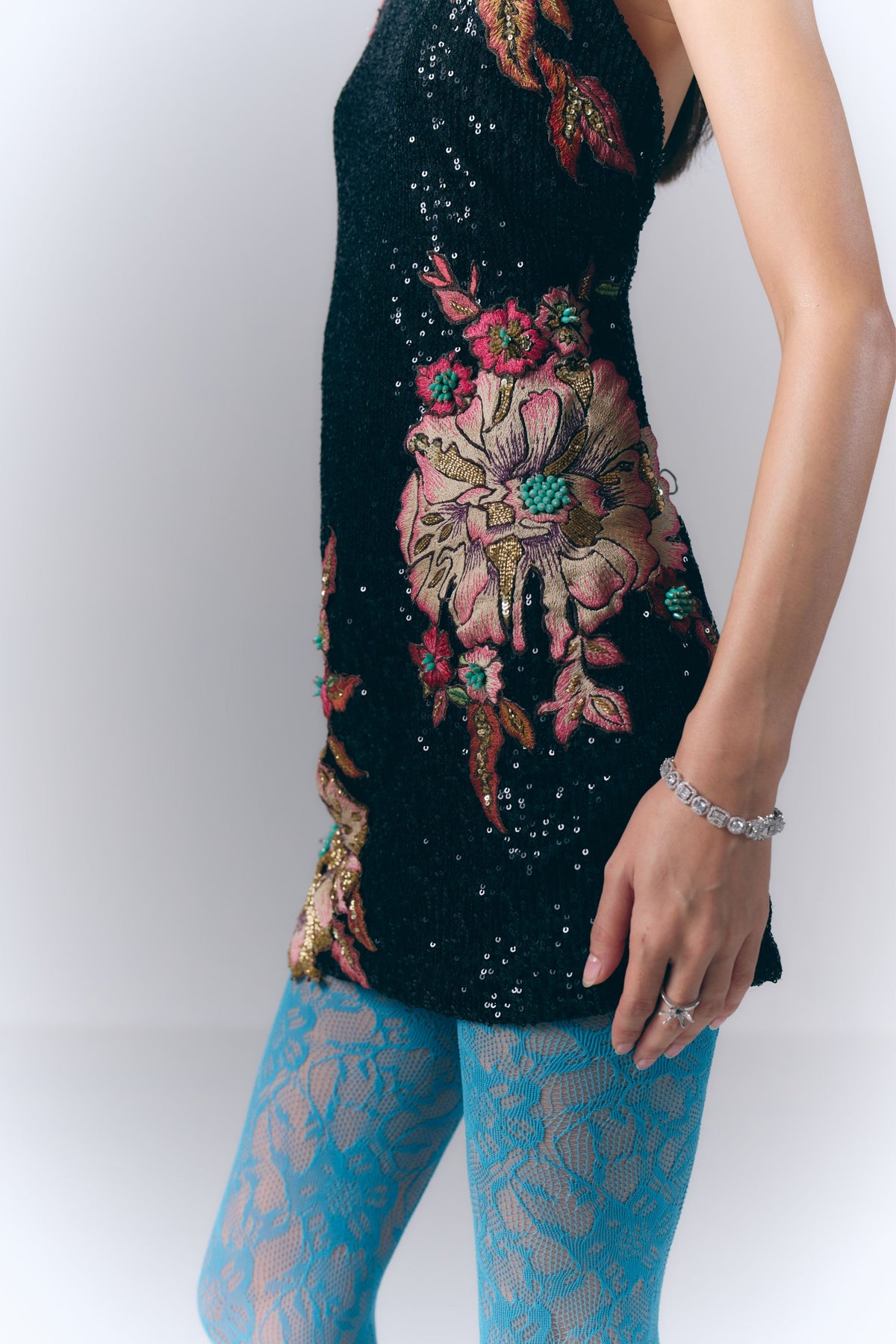 Sequin Embroidered Short Dress
