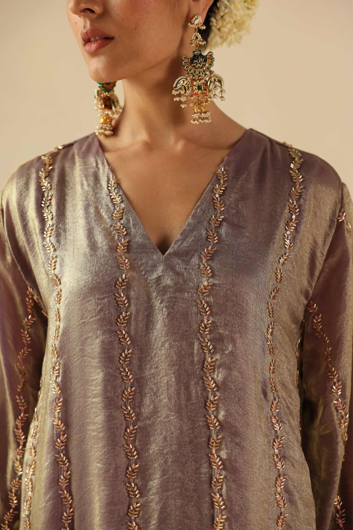 Purple Jhoomar Kurta Set