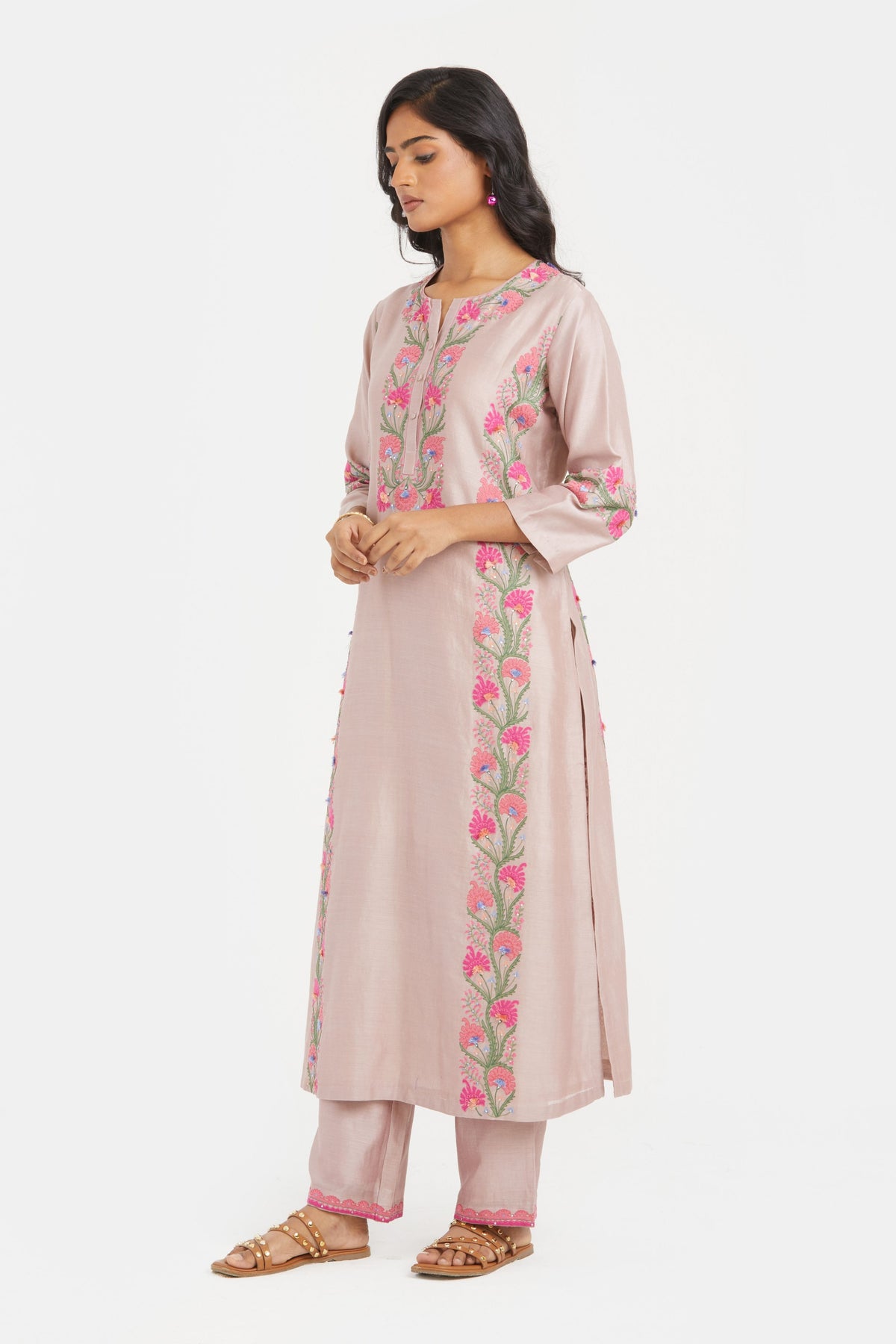 Lilac Chanderi Kurta Set