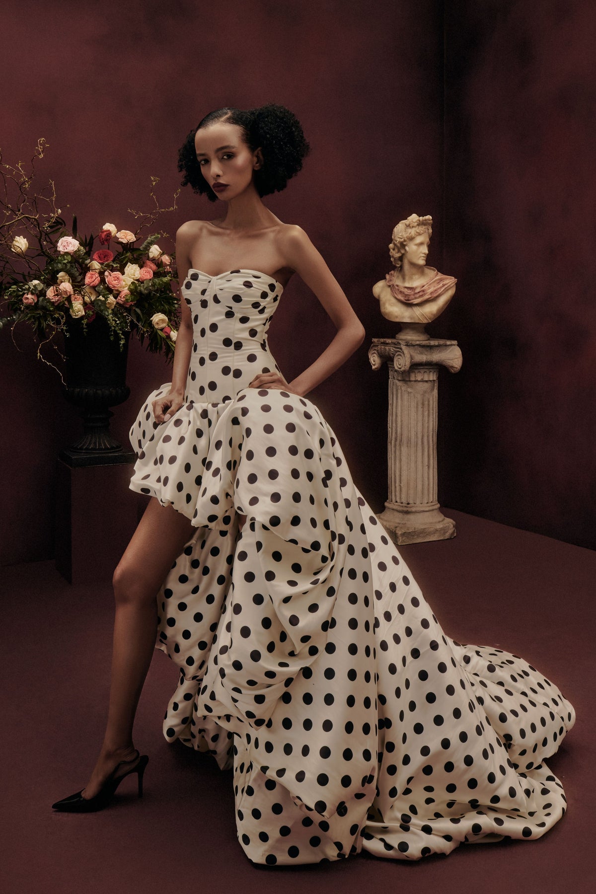 Drop-Waisted High Low Gown