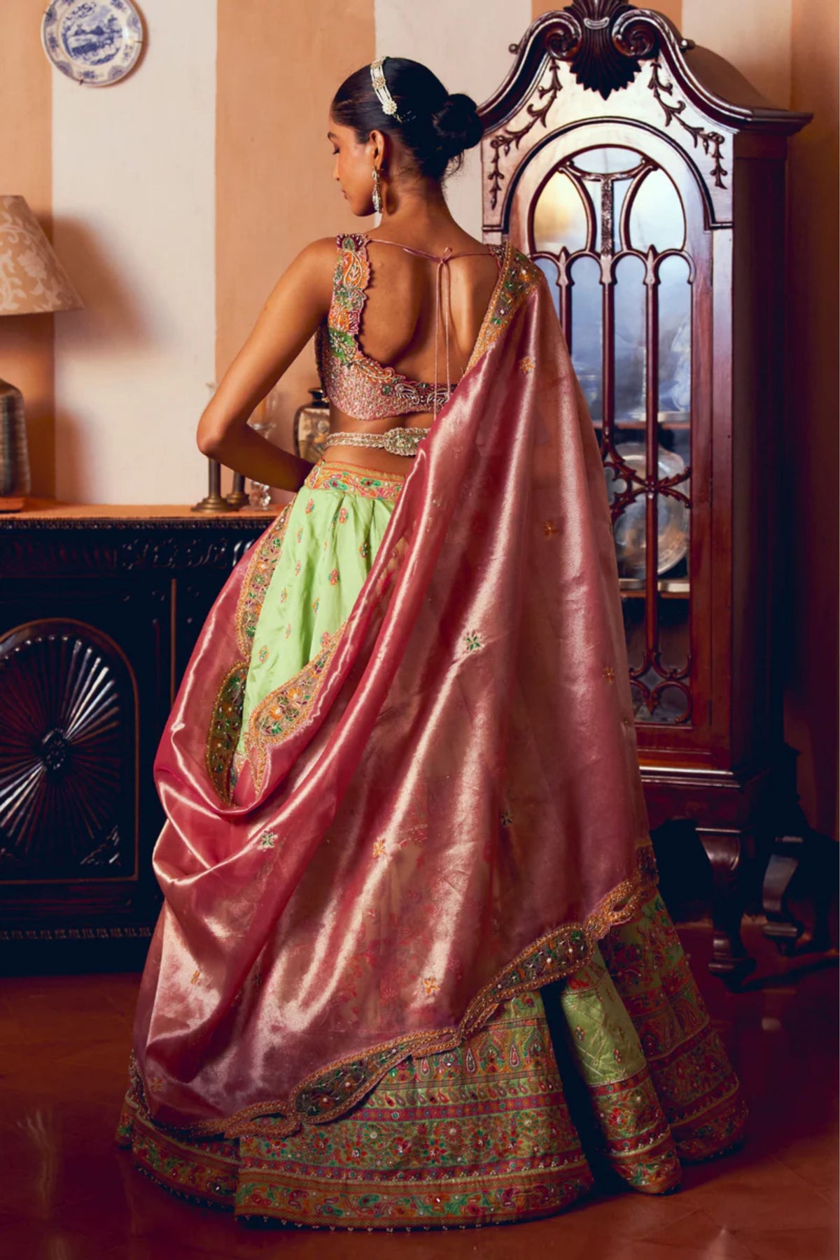 Light Green Embroidery Lehenga Set