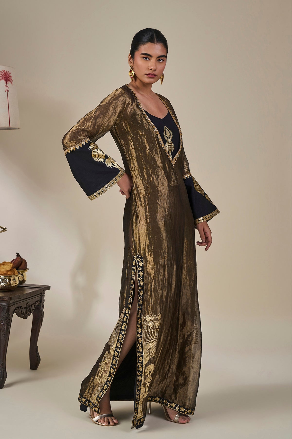 Black Palm Pillar Kaftan