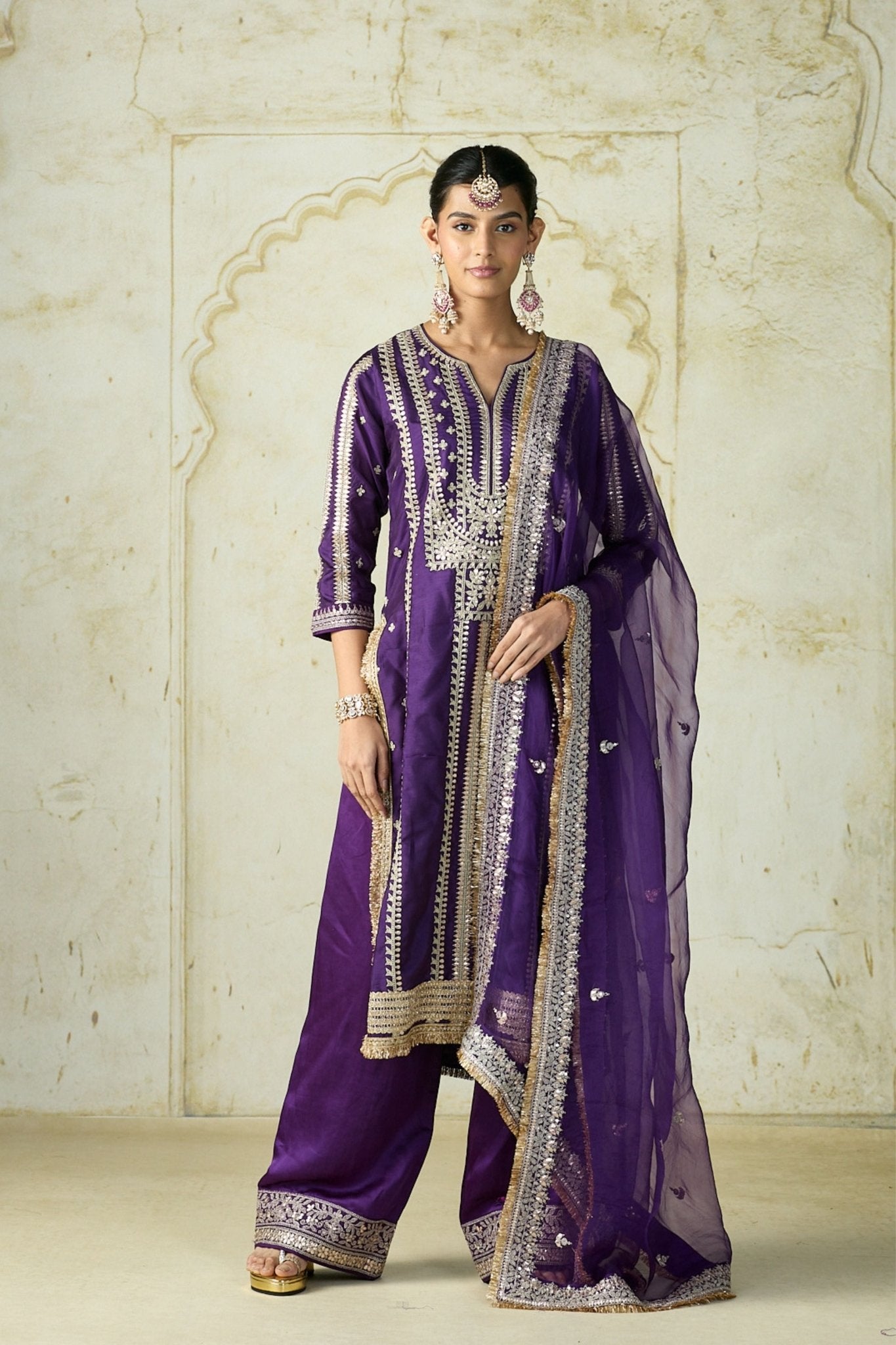 Purple Lakshmi Kurta Set - Gopi Vaid - Elahe