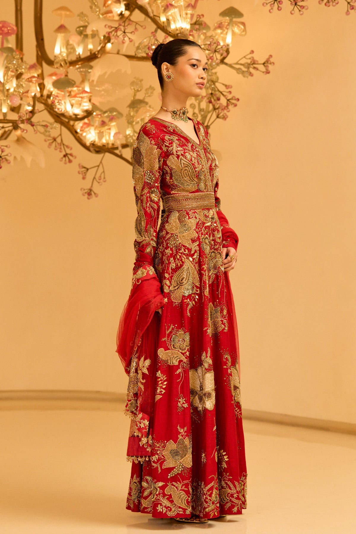 Zardozi Red Anarkali Set