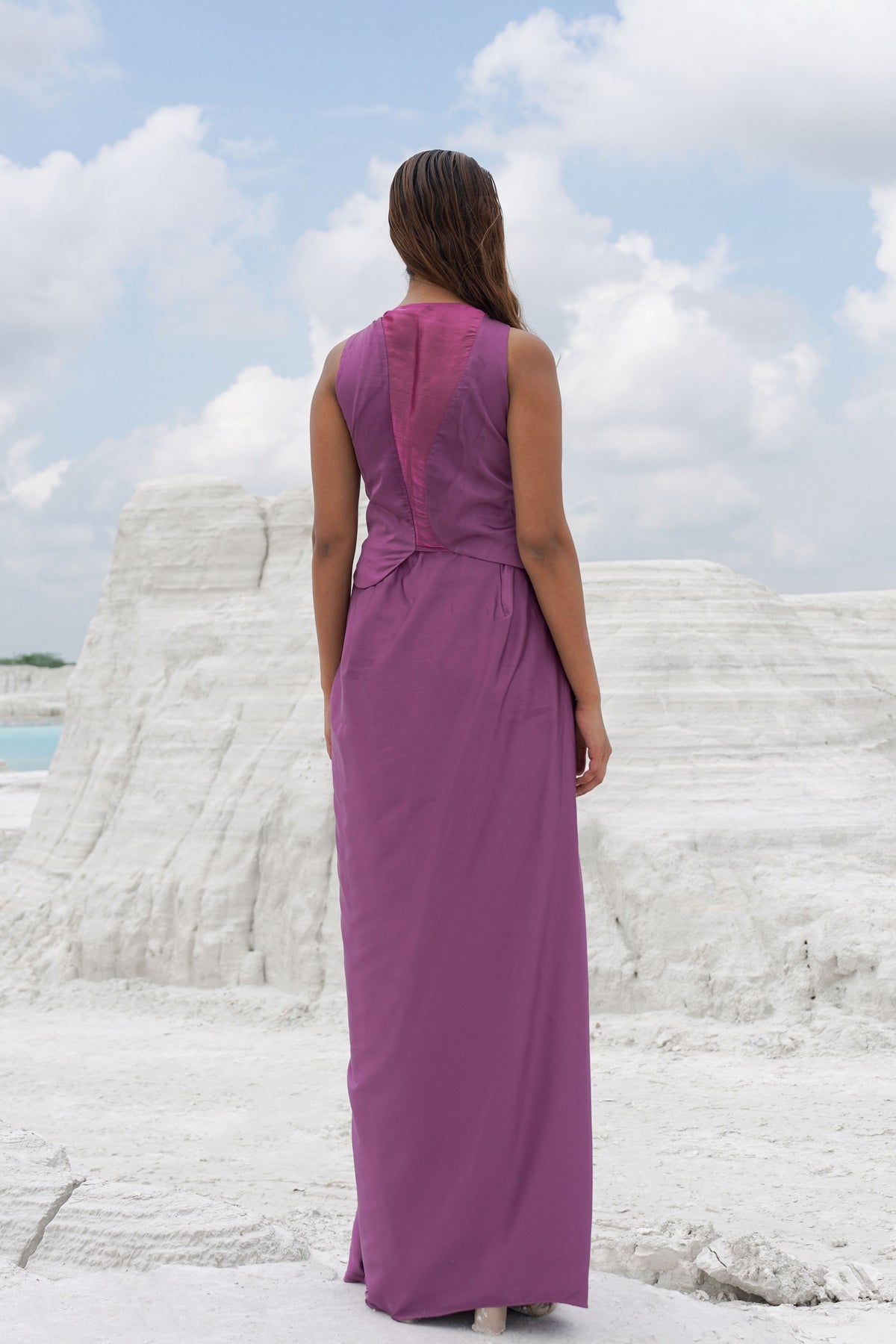Pink Draped Skirt Set