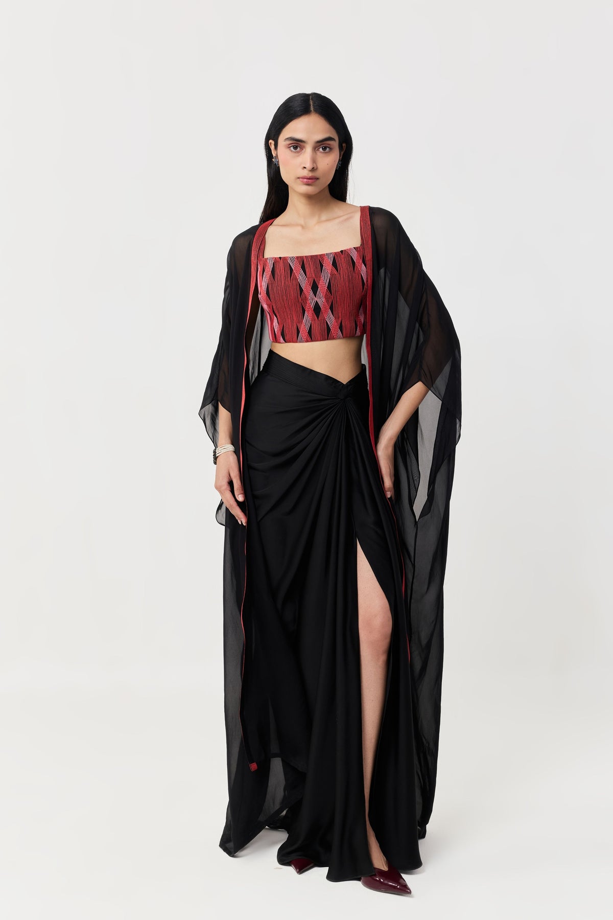 Entwined Black Red Corded Bustier