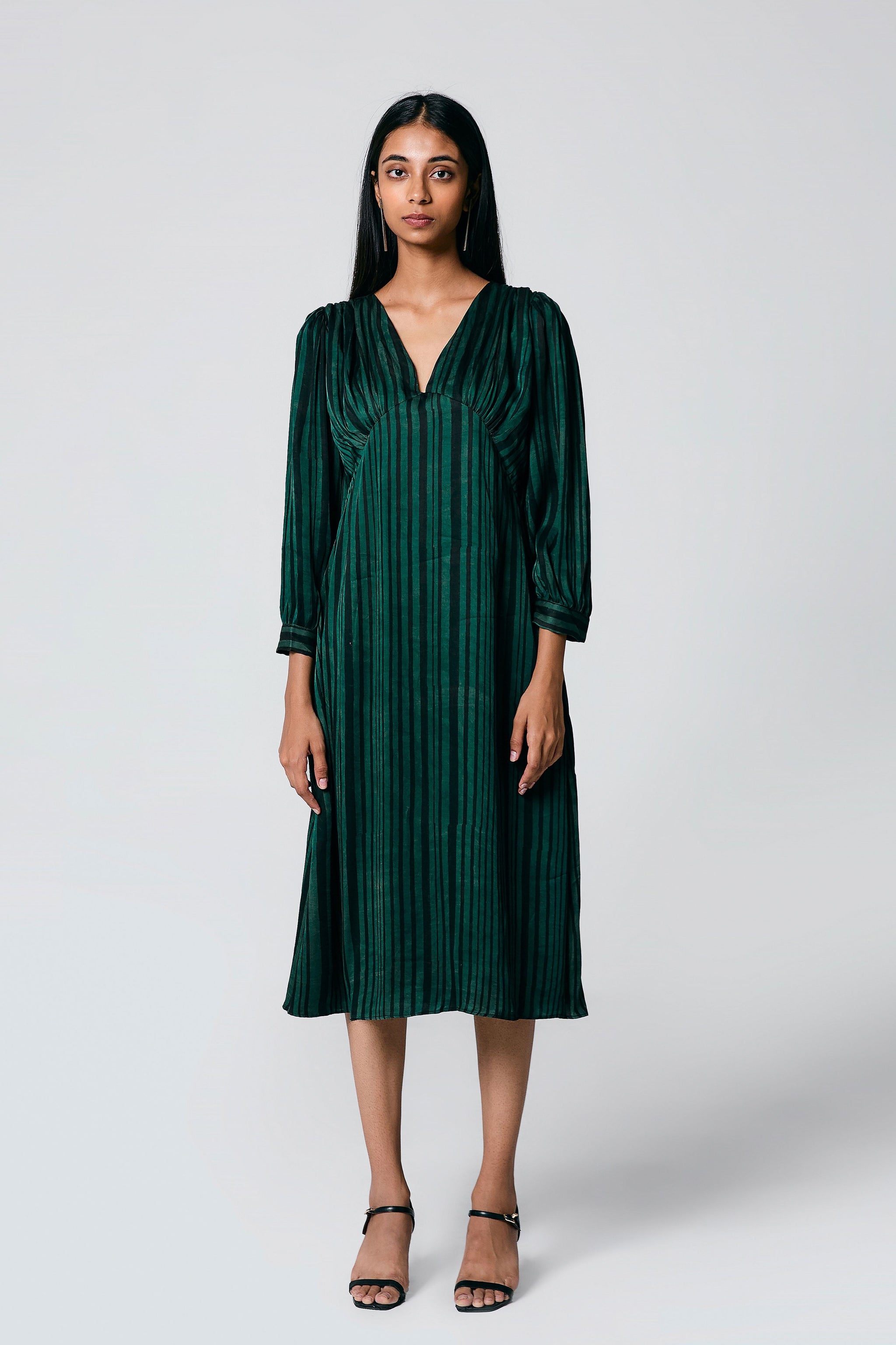 The Burnt Toast - Green V Neck Dress