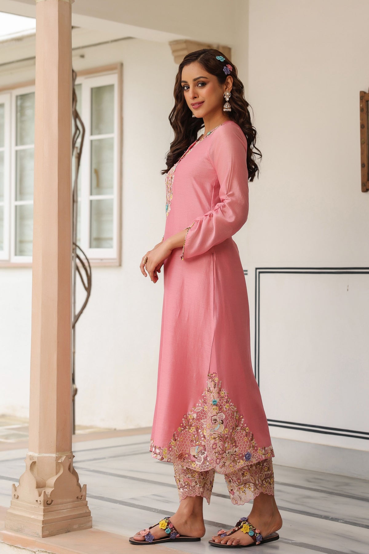Gulzar Pink Farshi Kurta Set