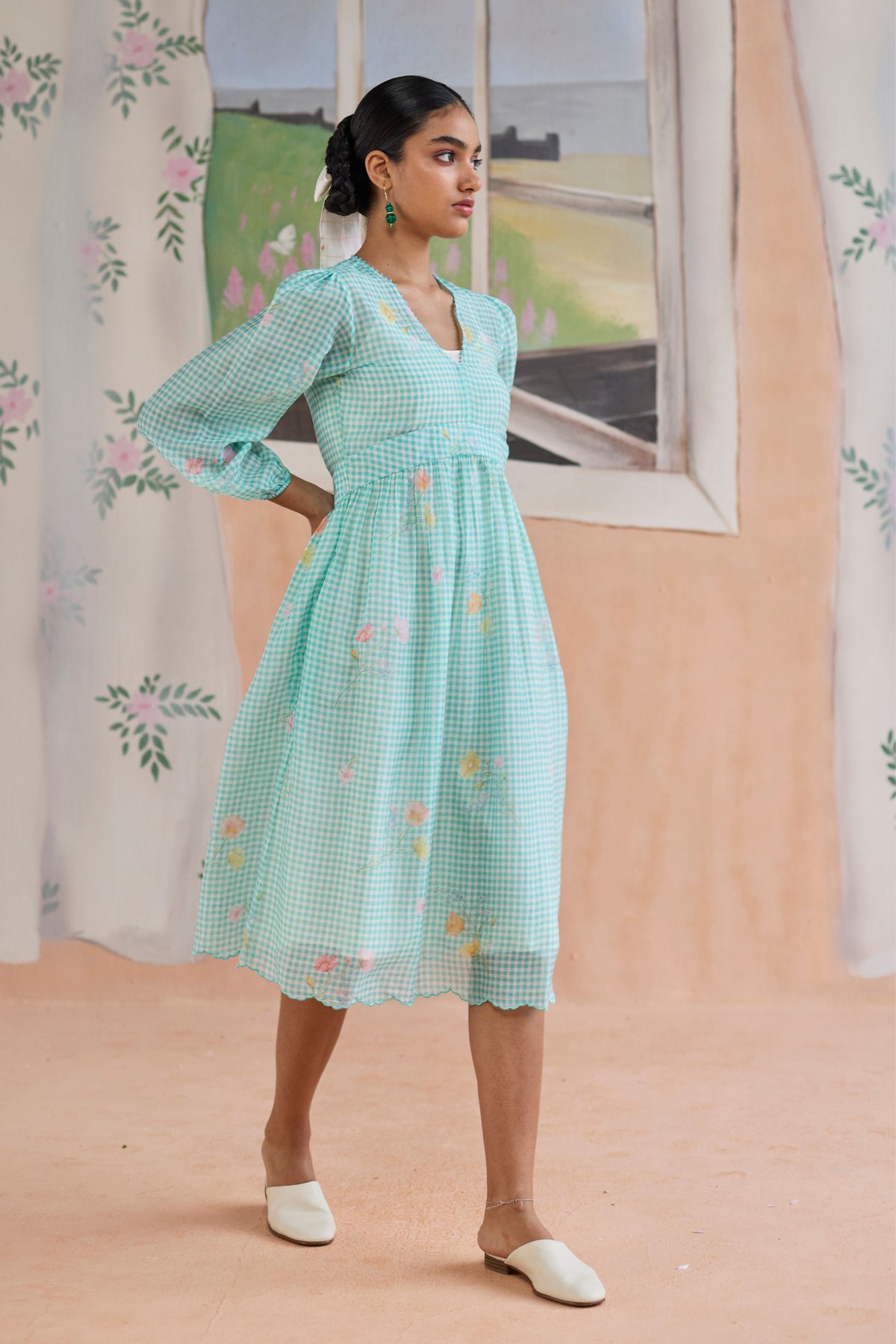 Gentle Pause Midi Dress Chanderi