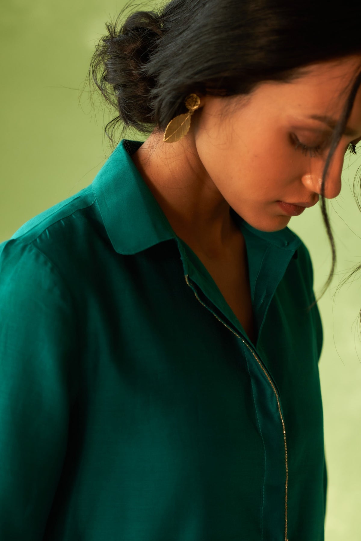 Peacock Green Collared Co-ord Set