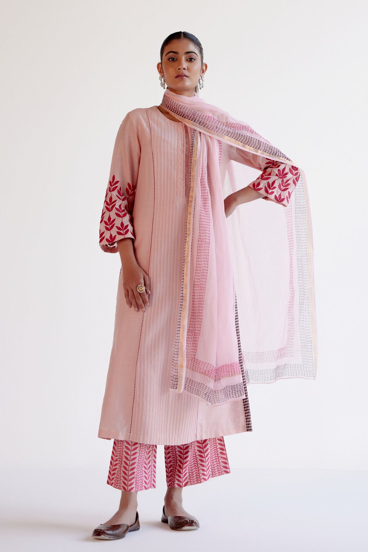 Blush Pink Embroidery Kurta Set