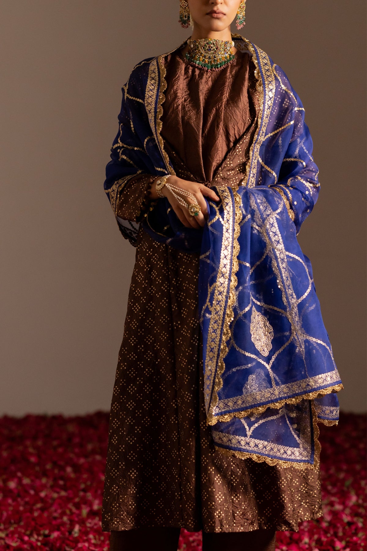 Panelled Anarkali Tie-Up Set