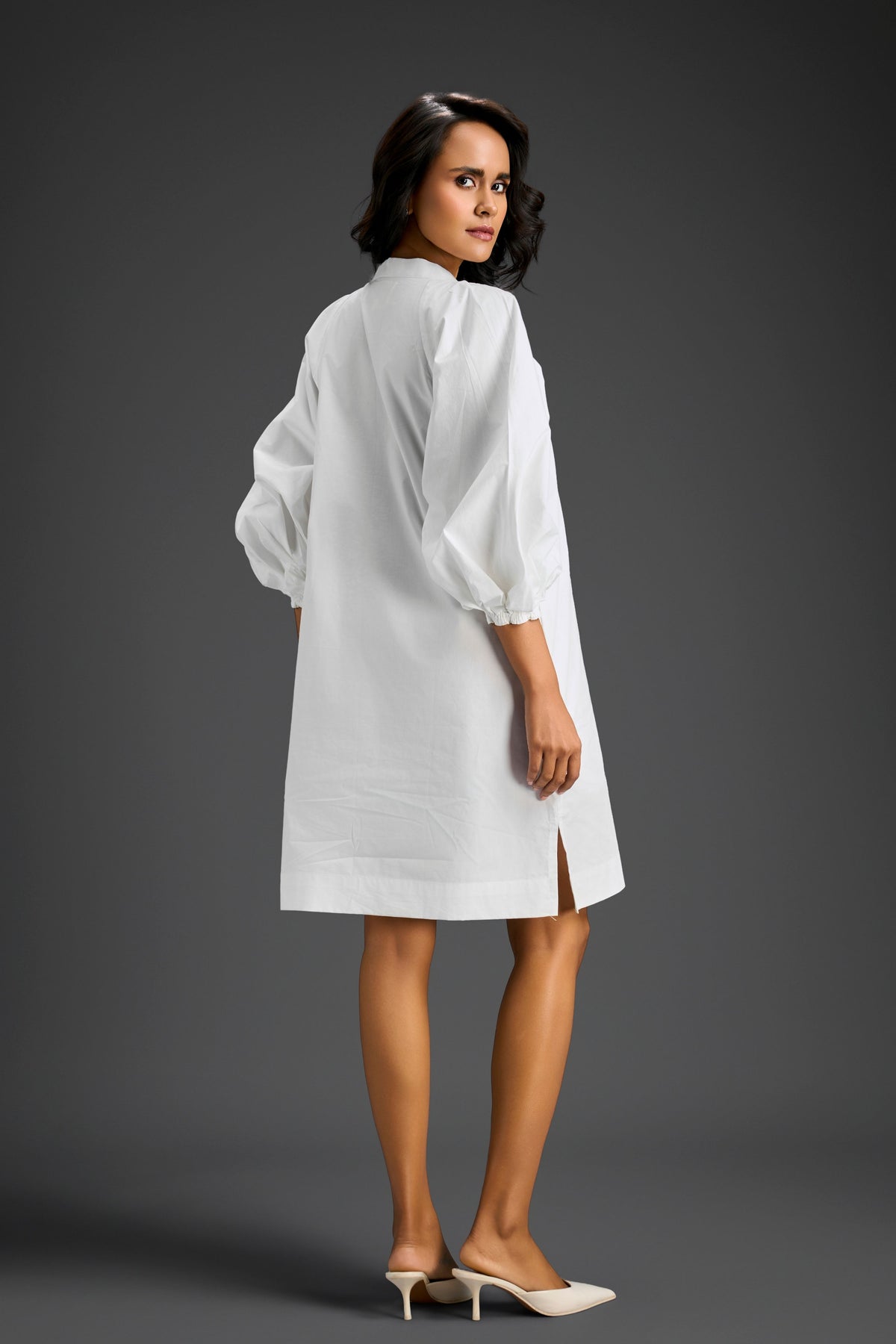 White V-neck Dress