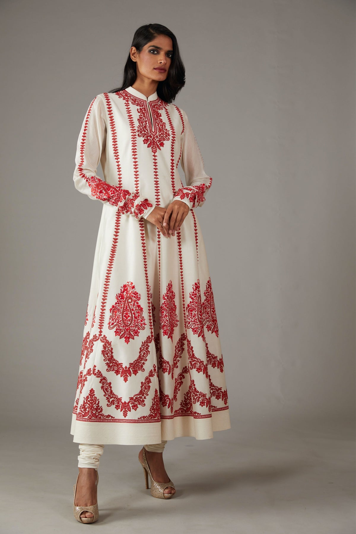 Ivory Anarkali Set With Embroidery