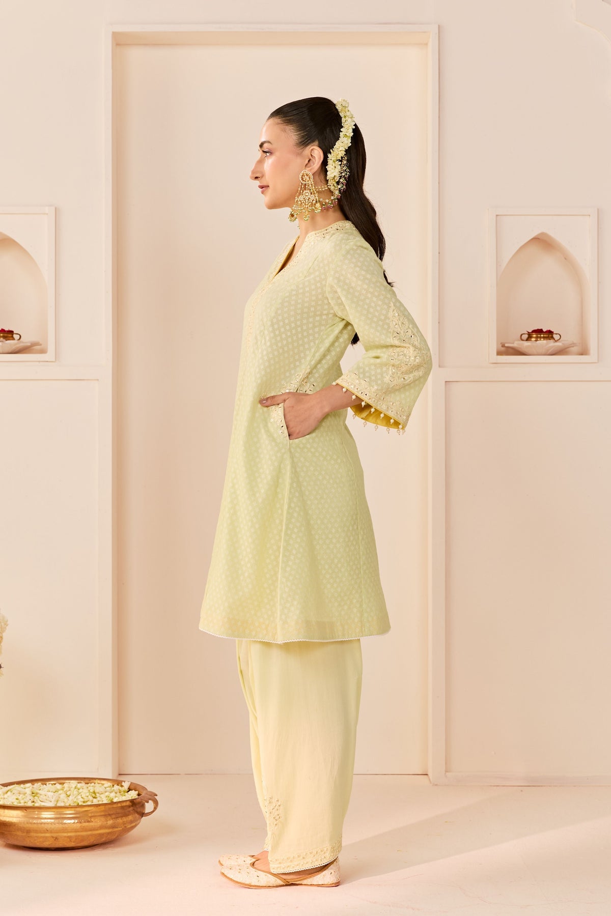 Reem Mint Green Short Choga Set
