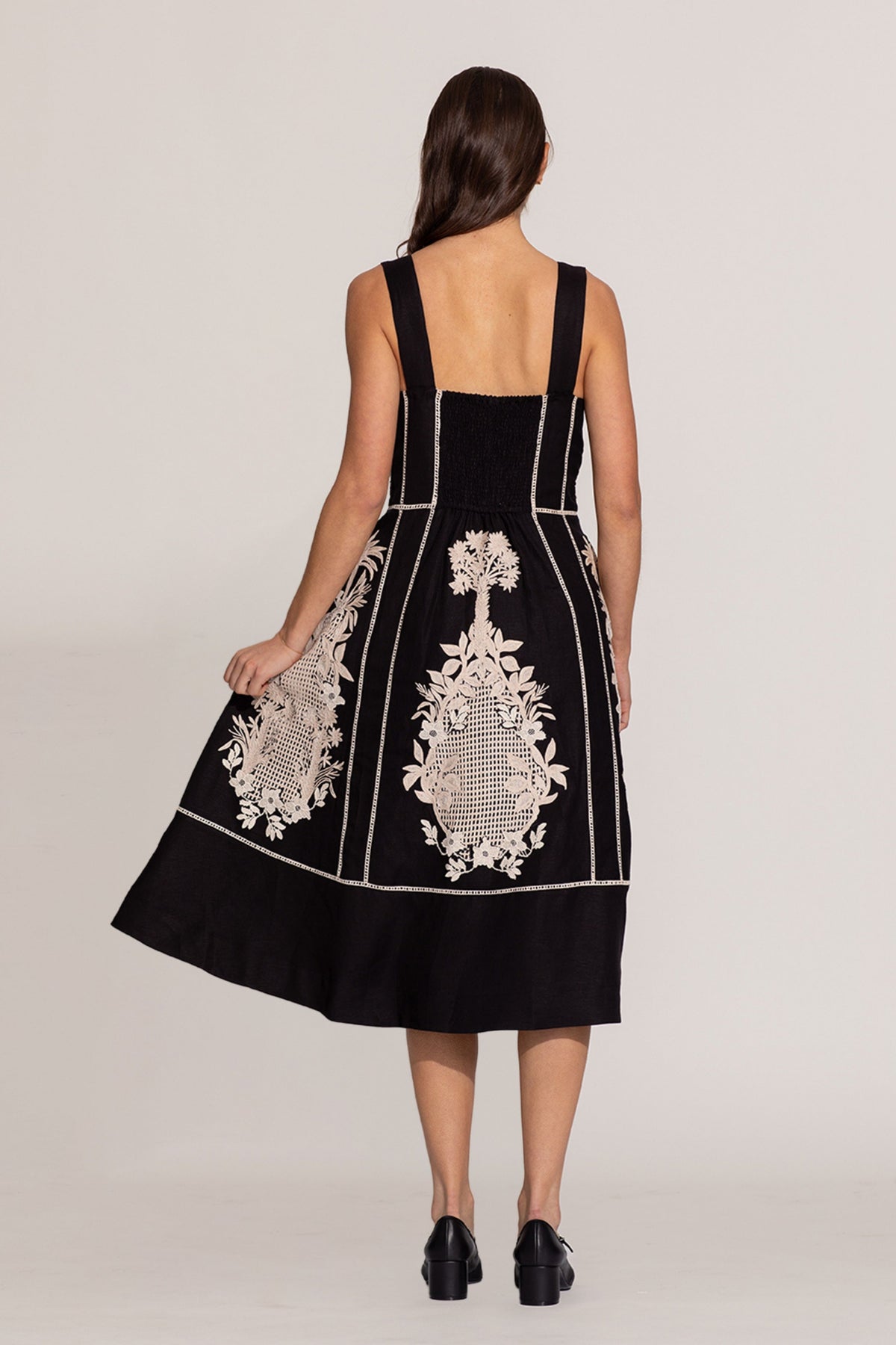 Amara Embroidered Midi Dress