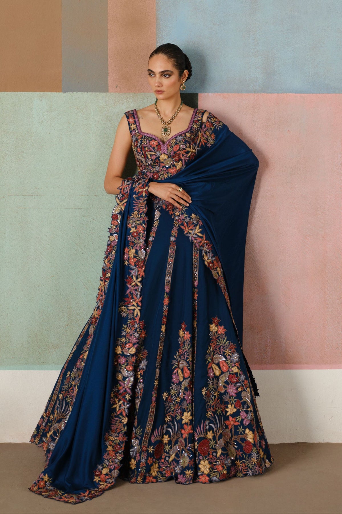 Navy Blue Valerie Lehenga Set