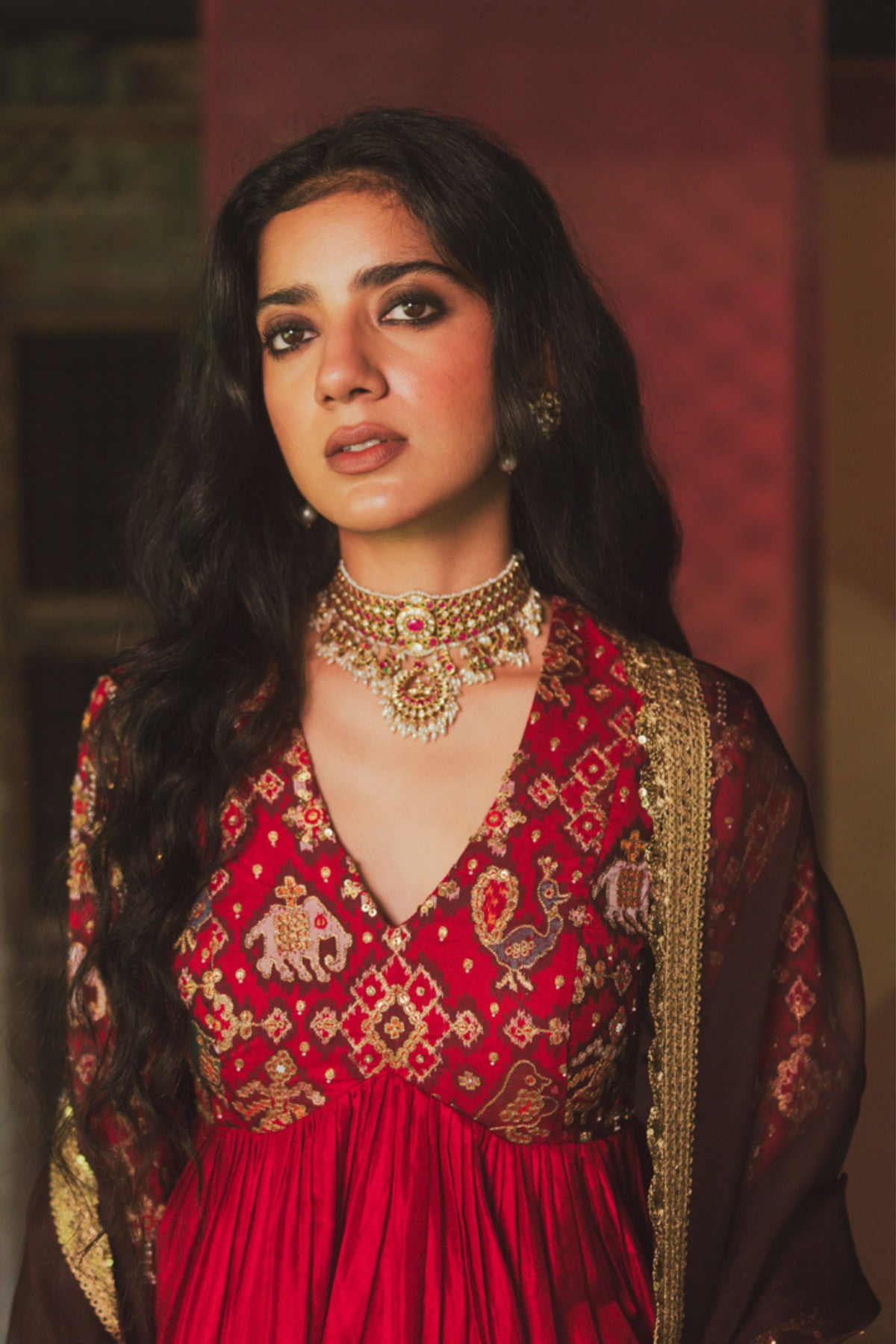Ami Red Sharara Set