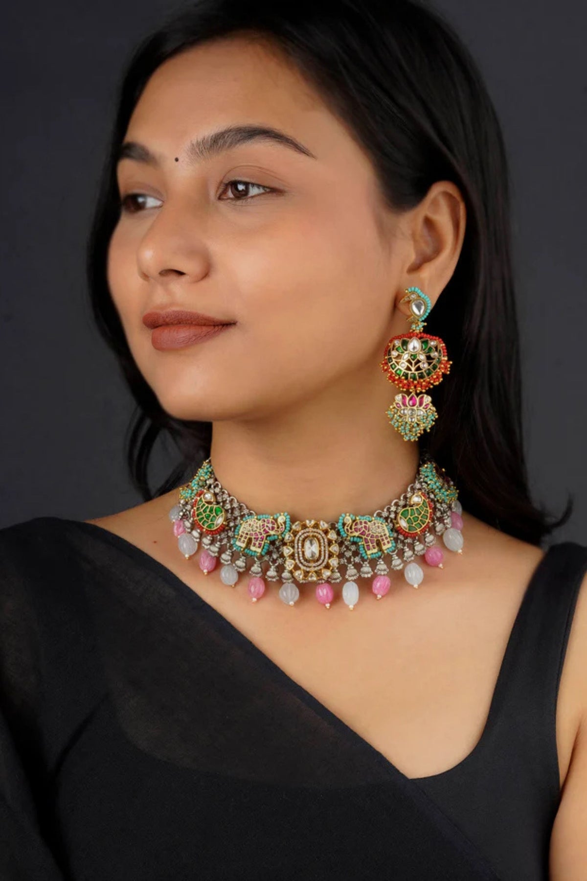Multicolor Tribal Necklace Set