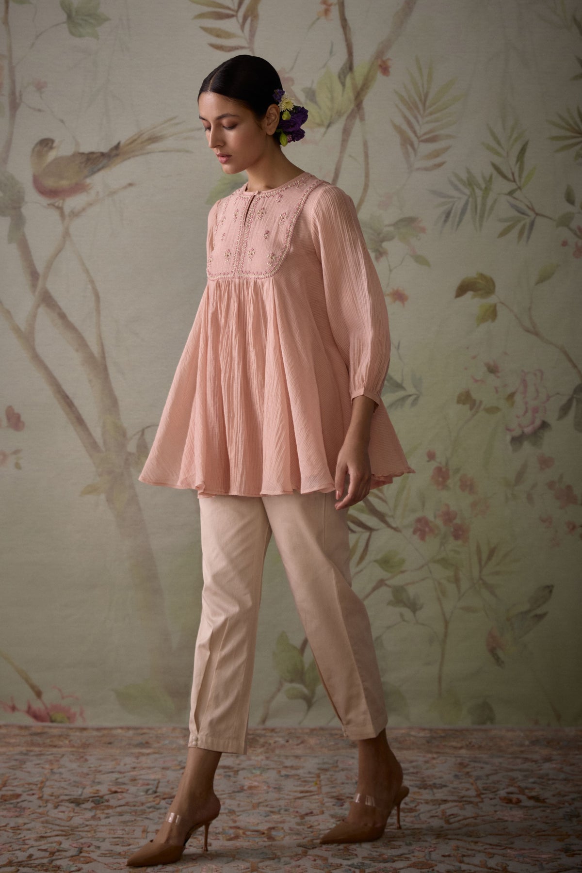 Pink Handwoven Flared Tunic