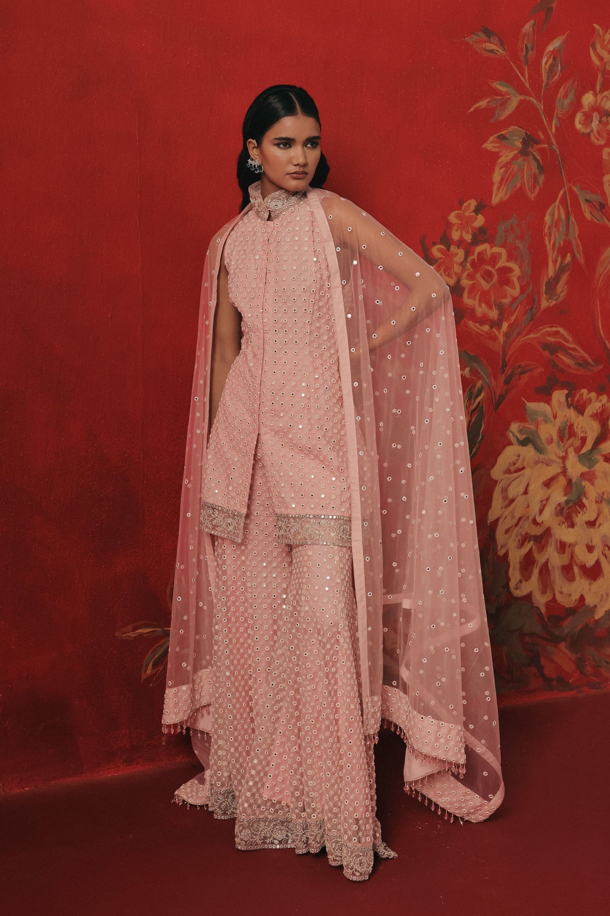 Band Collar Sharara Set