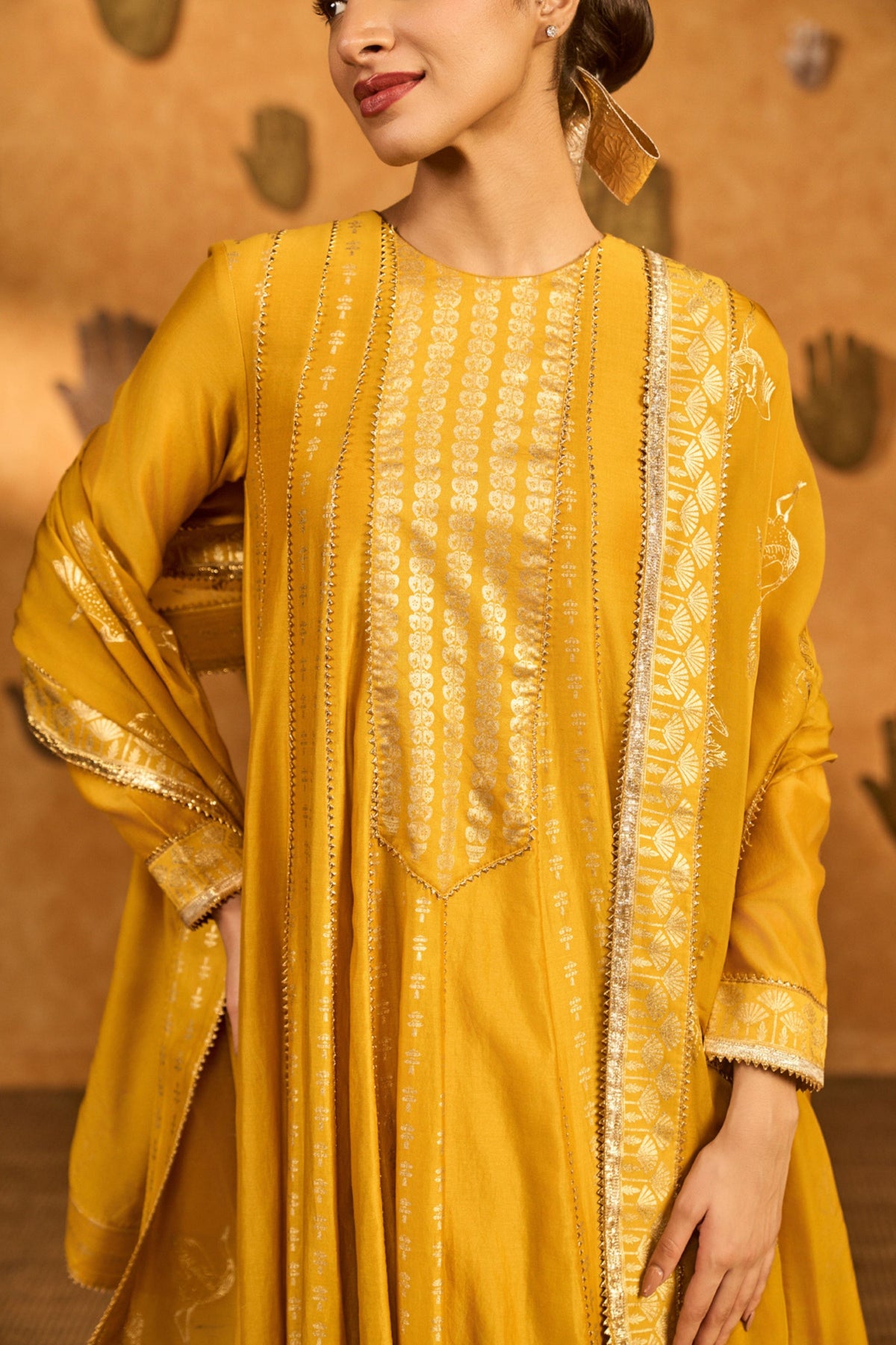 Ochre Snow Anarkali Set