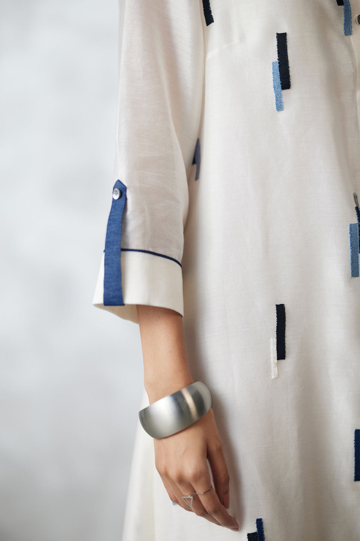 Ivory Shirt Dress With Slip