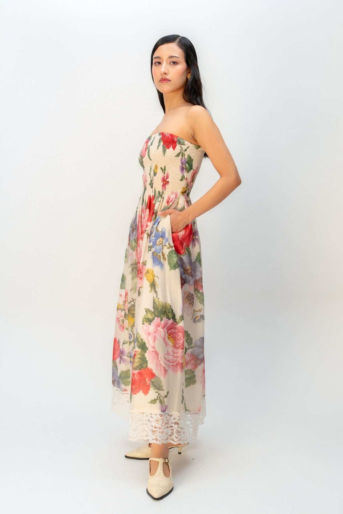Apricot Veil Dress
