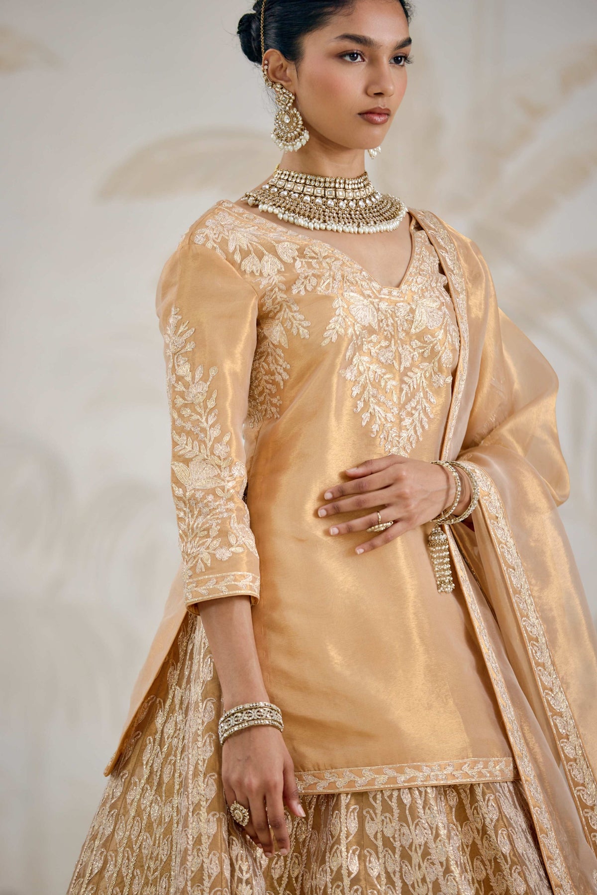 Gold Kurta-lehenga Set
