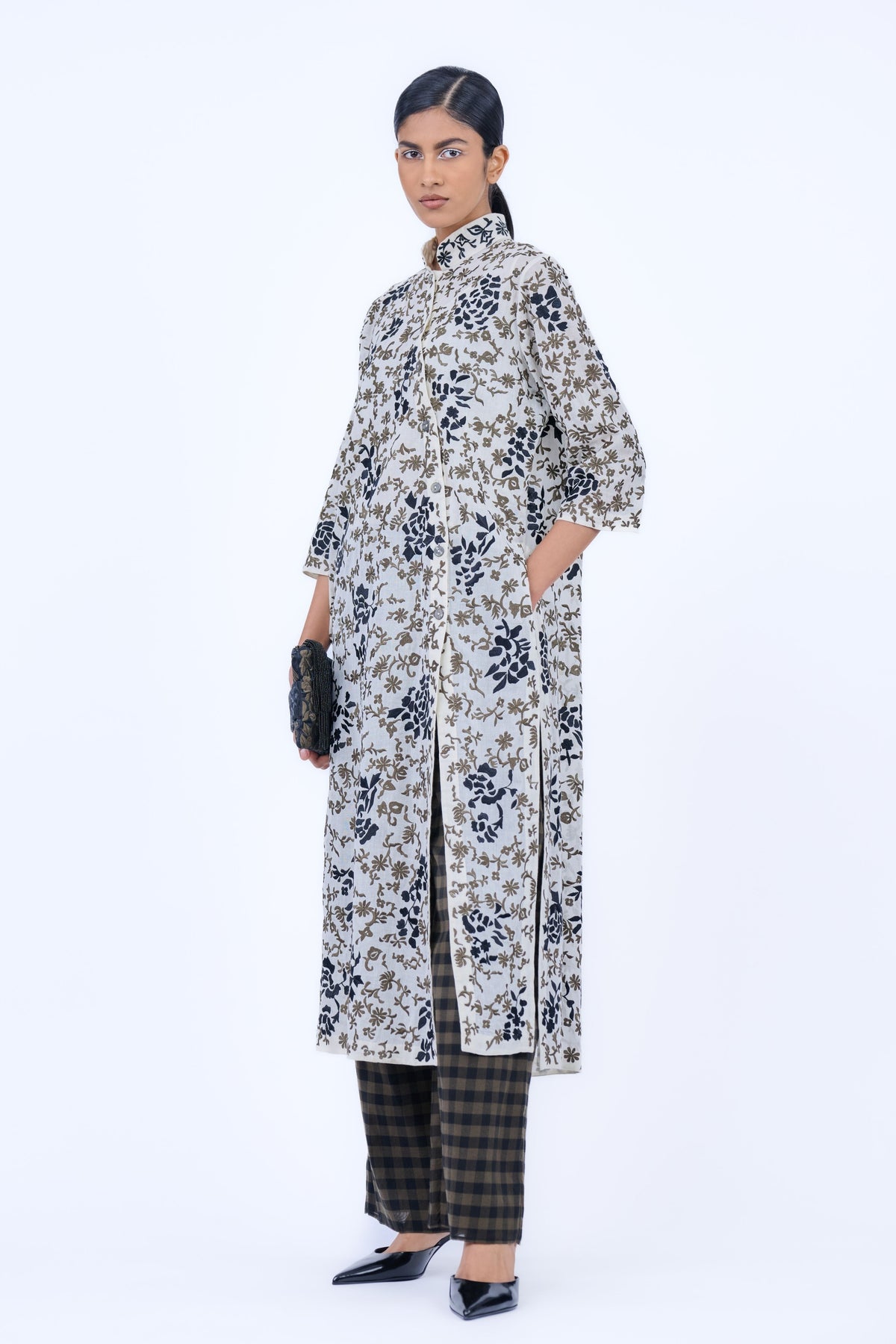 Ecru Threadwork Kurta