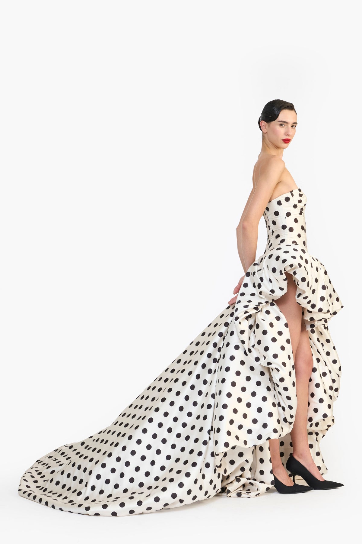Drop-Waisted High Low Gown