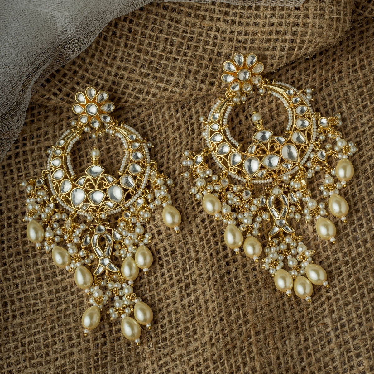 Kundan Polki Pair of Earrings