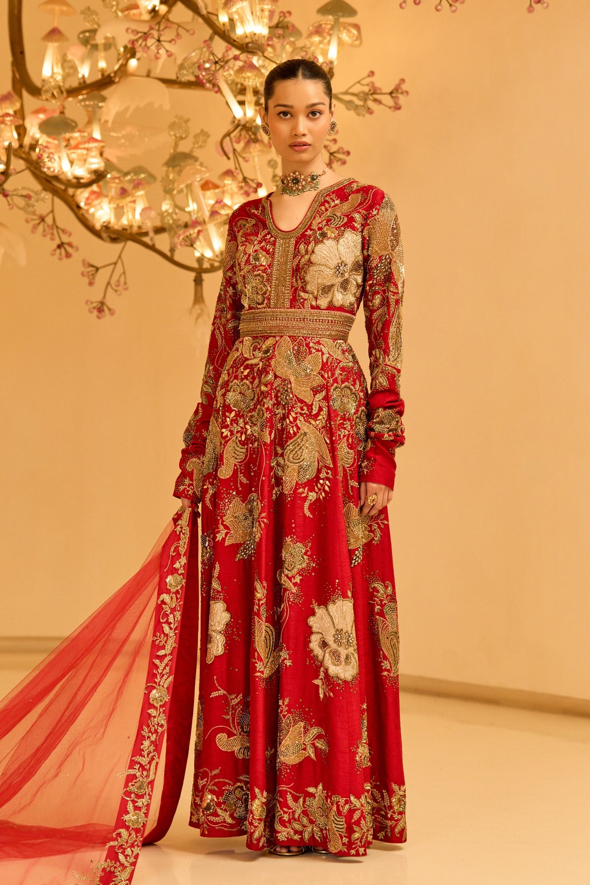 Zardozi Red Anarkali Set