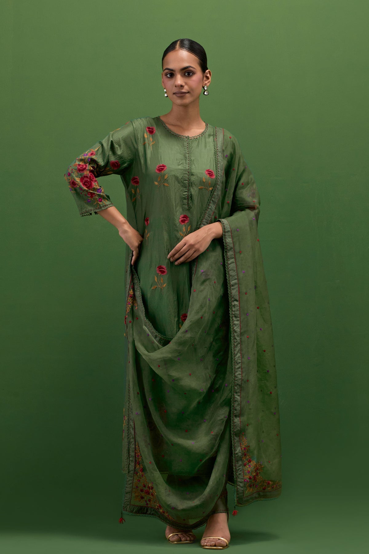 Brunswick Green Straight Kurta Set
