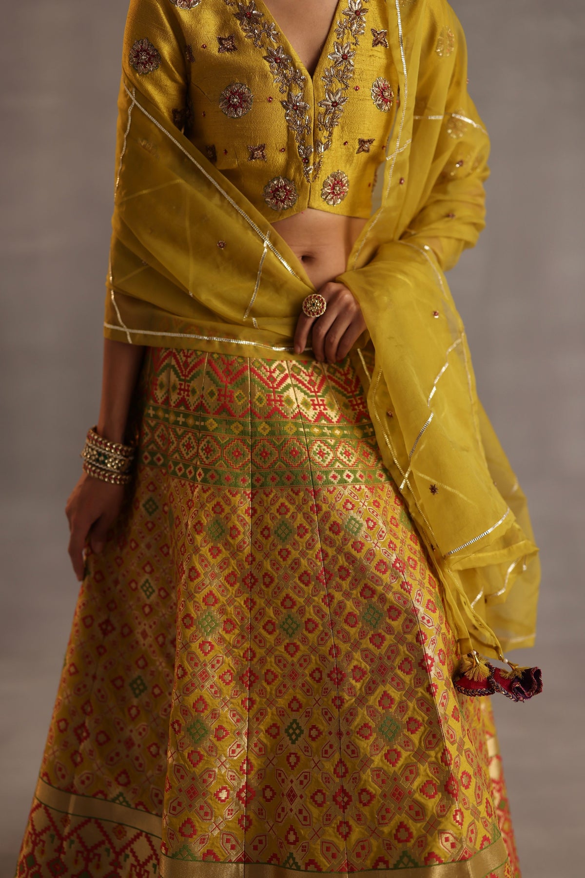 Saras Mustard Lehenga