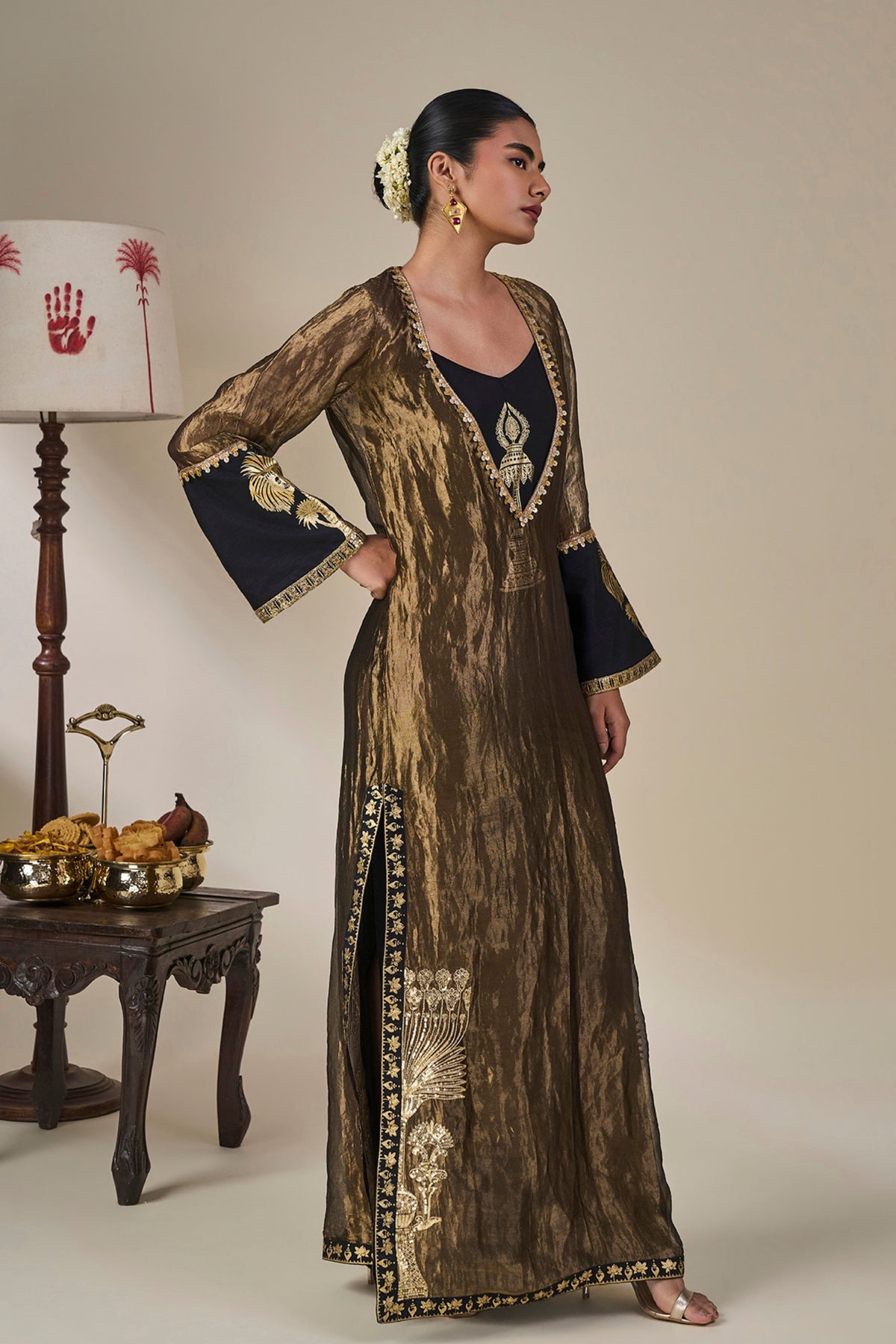 Black Palm Pillar Kaftan