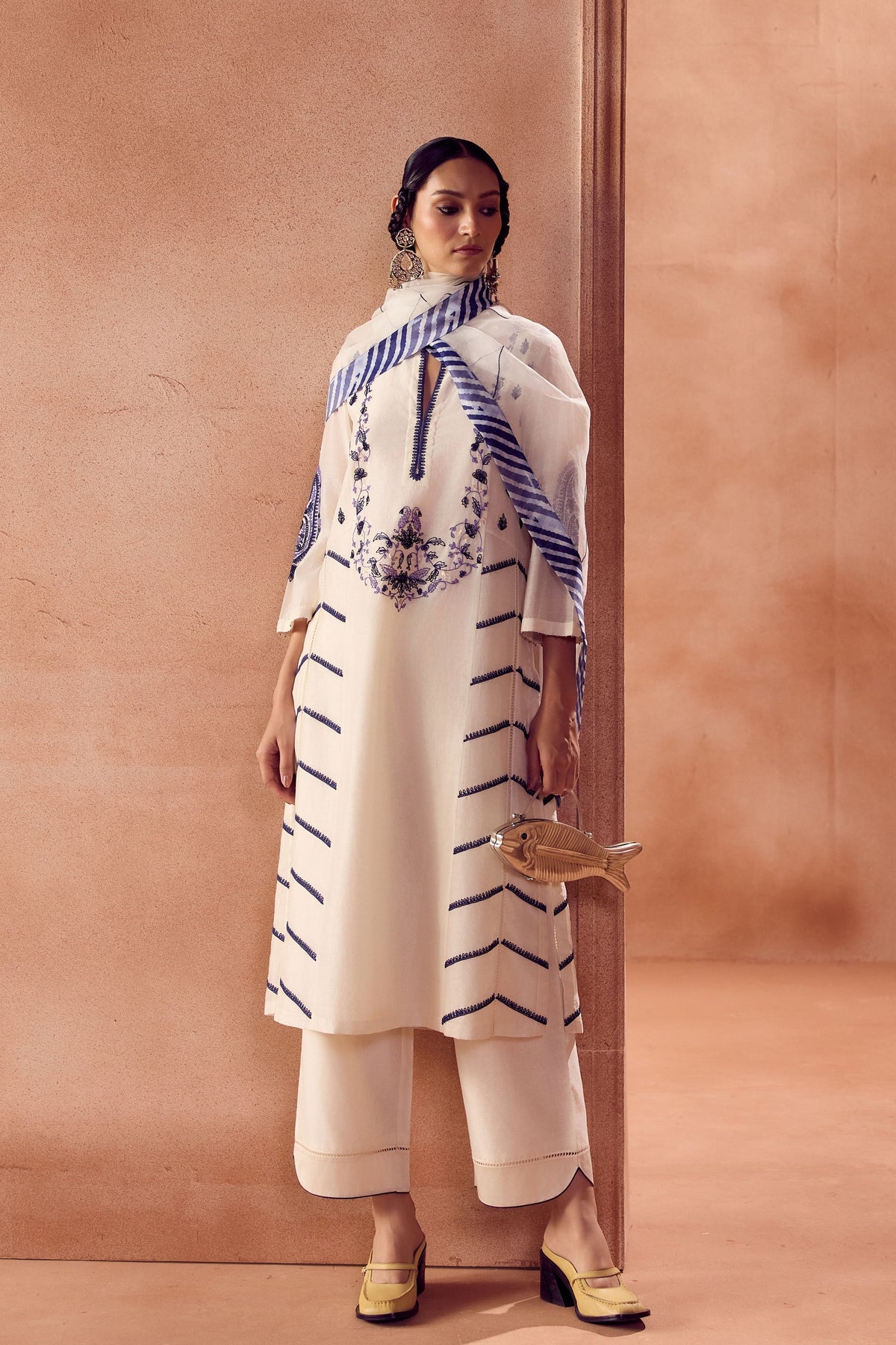 Ivory Blue Kurta Set
